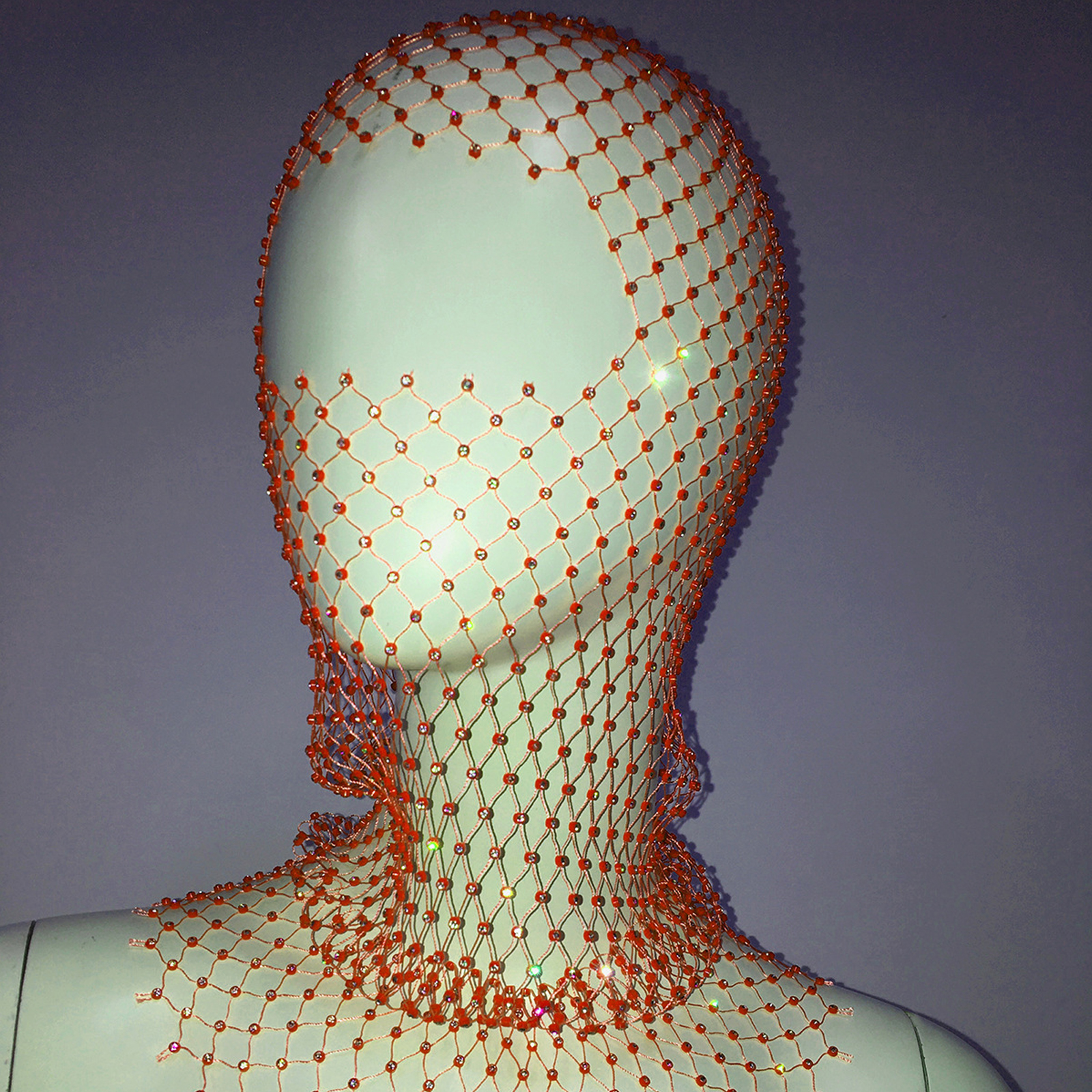 Women Crystal Bedazzled Full Face Balaclava Mesh Mask Veil See Through Headwear - Picture 36 of 51