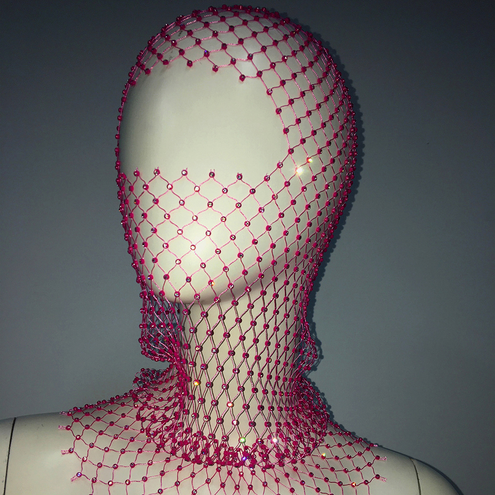 Women Crystal Bedazzled Full Face Balaclava Mesh Mask Veil See Through Headwear - Picture 37 of 51