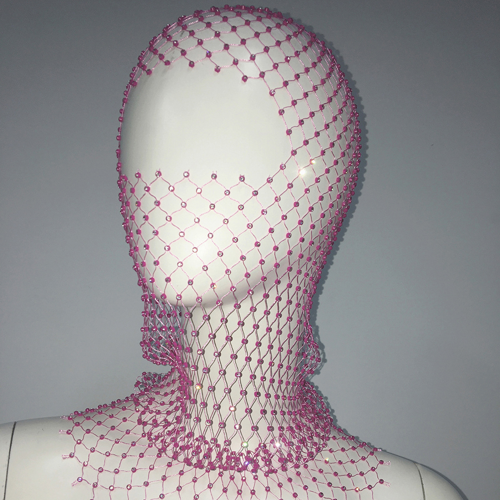 Women Crystal Bedazzled Full Face Balaclava Mesh Mask Veil See Through Headwear - Picture 38 of 51