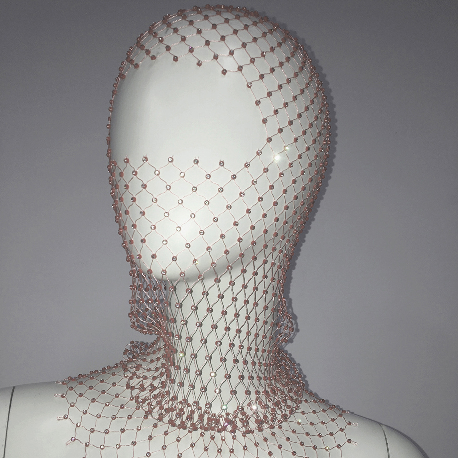 Women Crystal Bedazzled Full Face Balaclava Mesh Mask Veil See Through Headwear - Picture 39 of 51