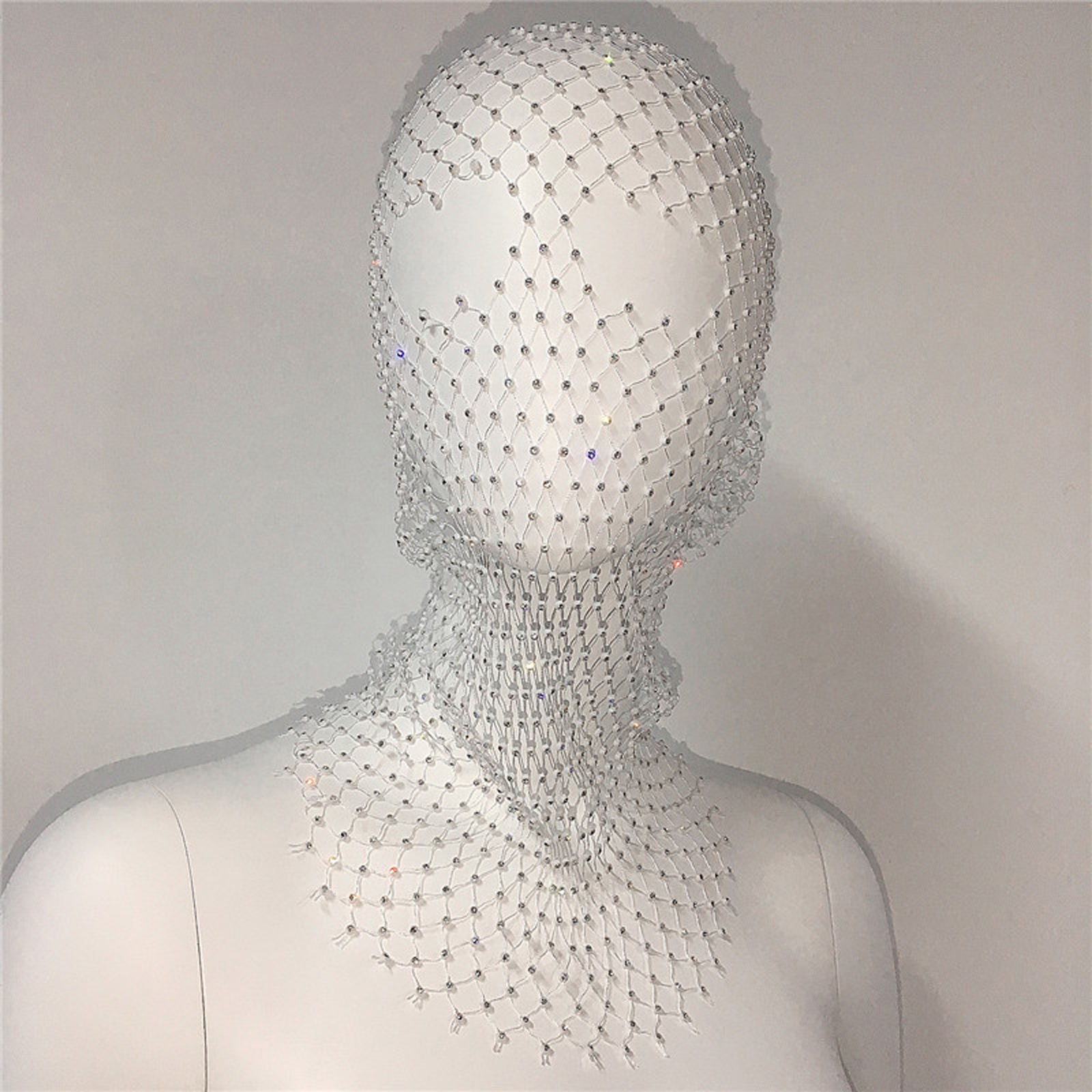Women Crystal Bedazzled Full Face Balaclava Mesh Mask Veil See Through Headwear - Picture 43 of 51