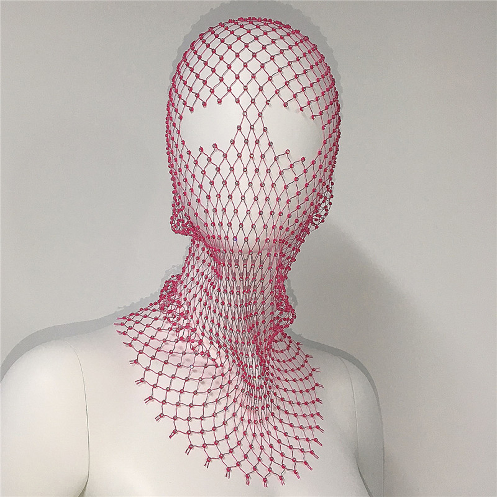 Women Crystal Bedazzled Full Face Balaclava Mesh Mask Veil See Through Headwear - Picture 47 of 51