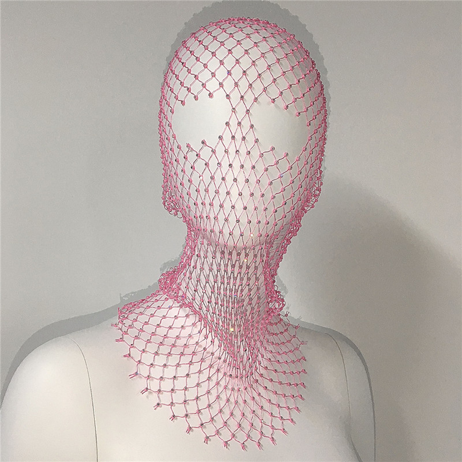 Women Crystal Bedazzled Full Face Balaclava Mesh Mask Veil See Through Headwear - Picture 48 of 51