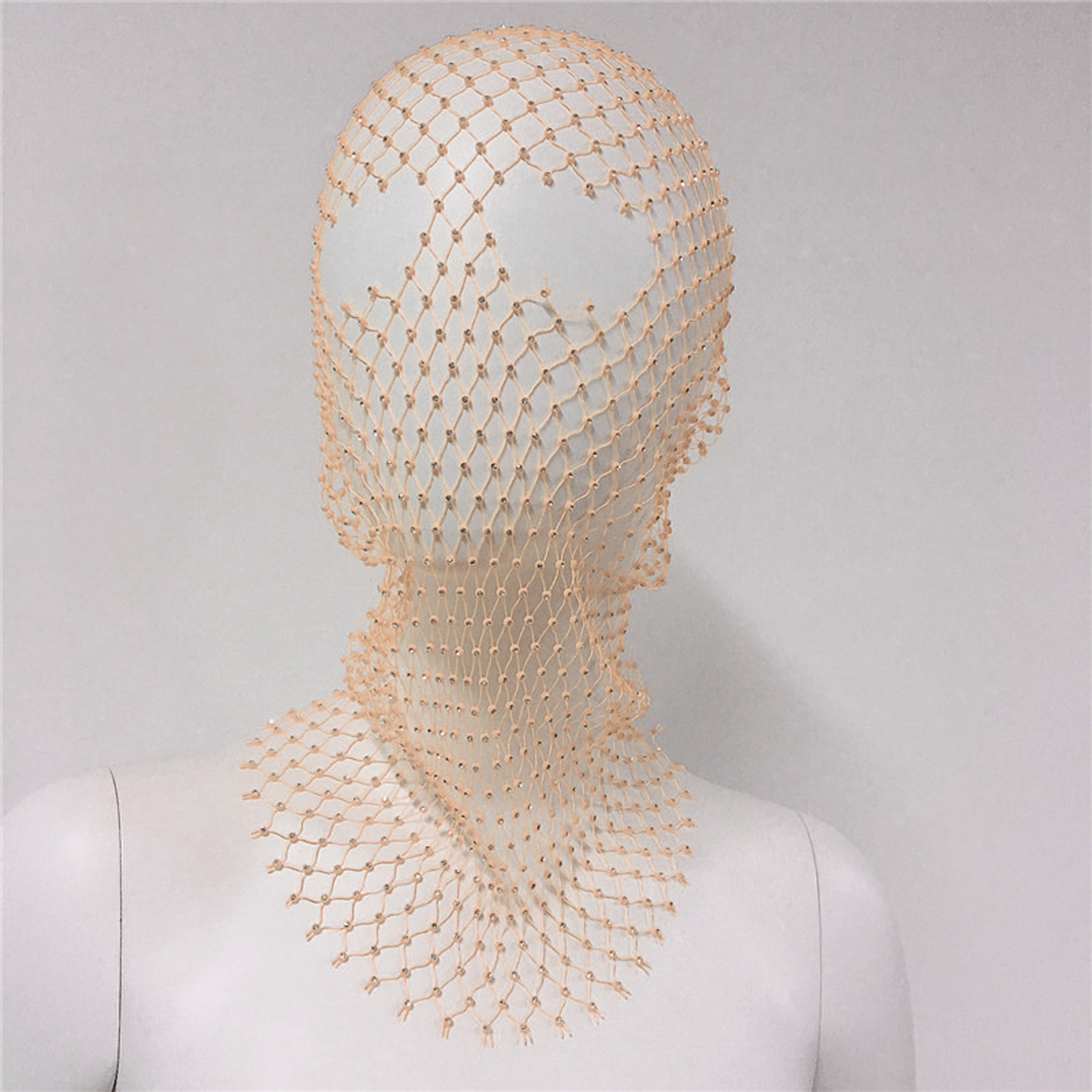 Women Crystal Bedazzled Full Face Balaclava Mesh Mask Veil See Through Headwear - Picture 49 of 51