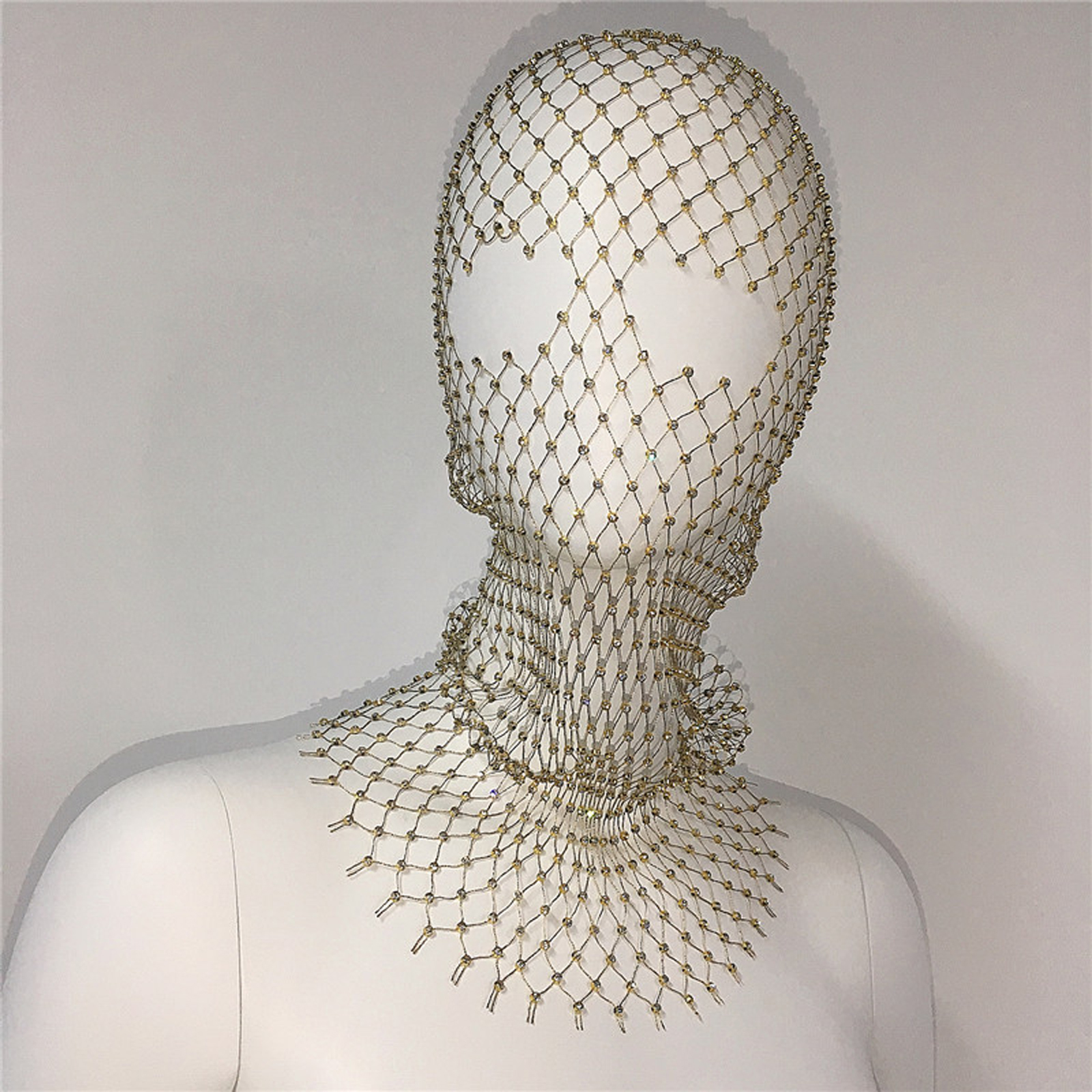 Women Crystal Bedazzled Full Face Balaclava Mesh Mask Veil See Through Headwear - Picture 50 of 51