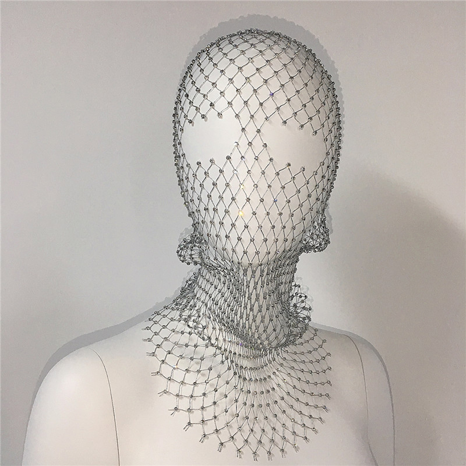 Women Crystal Bedazzled Full Face Balaclava Mesh Mask Veil See Through Headwear - Picture 51 of 51