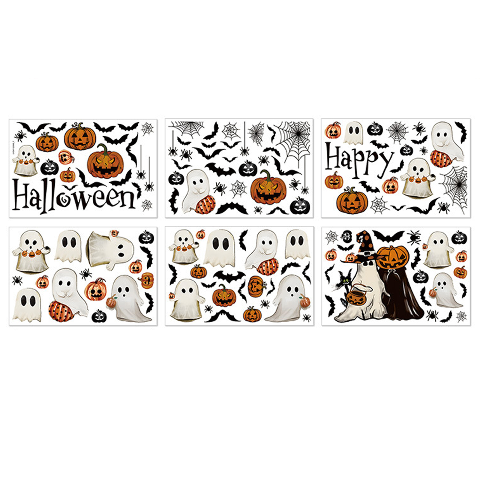 Halloween Static Window Clings Reusable PVC Ghost & Pumpkin Decals for Glass - Picture 7 of 7
