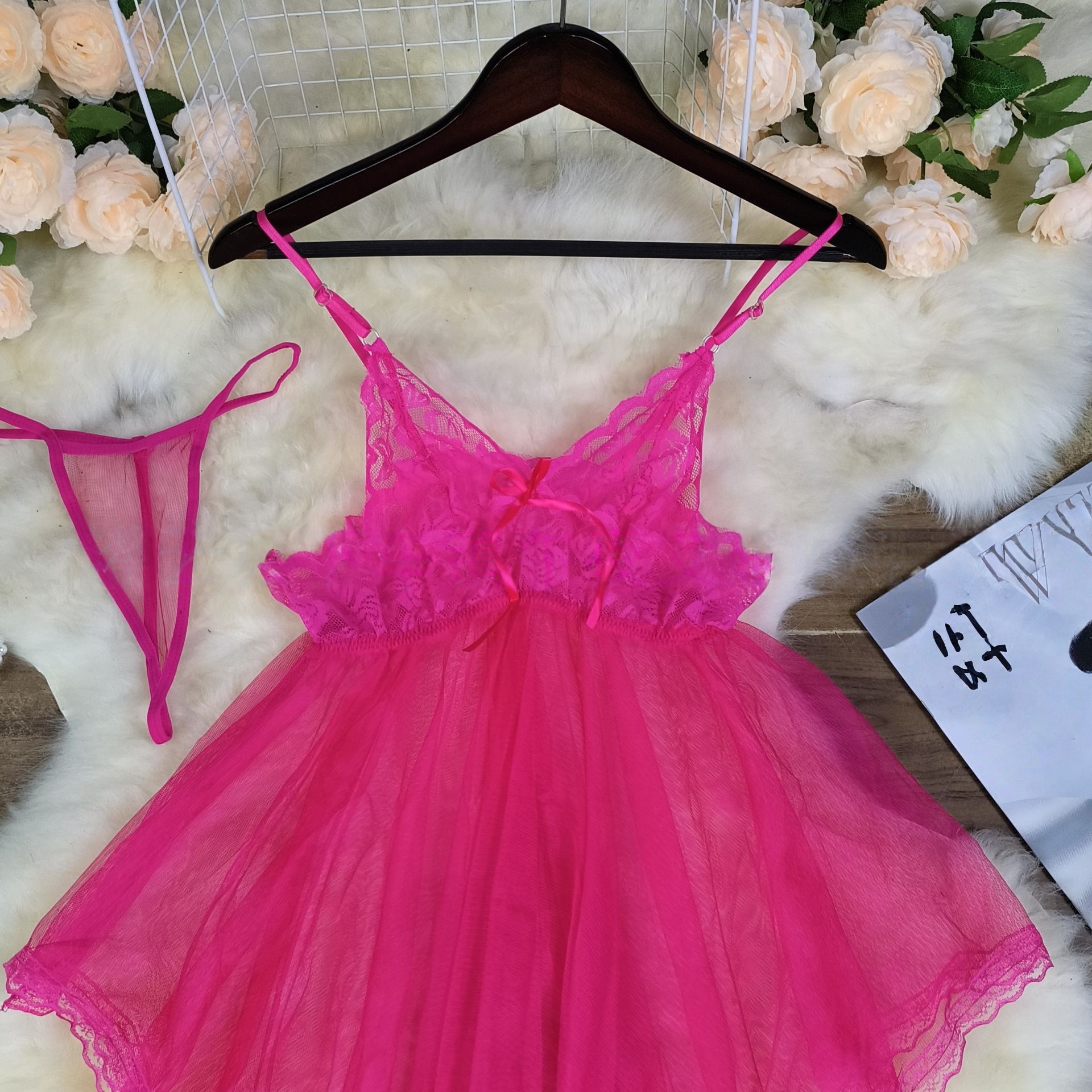 Lingerie Seductive Set for Women: Sheer Strapless Lace Mesh Outfit