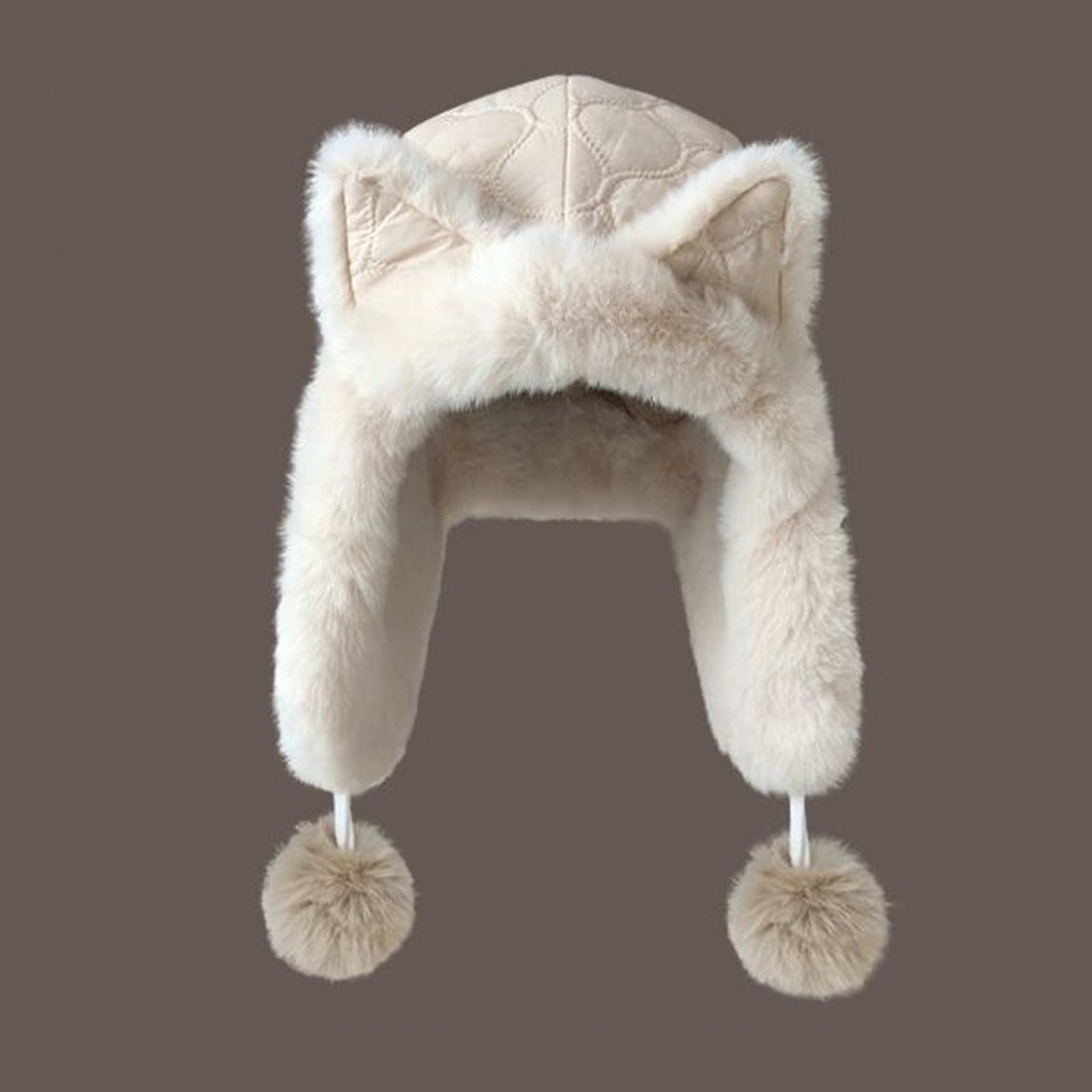 Süßer flauschiger Fuchsohren-Mütze mit Ohrenklappen für Frauen Wintermütze - Bild 10 von 12