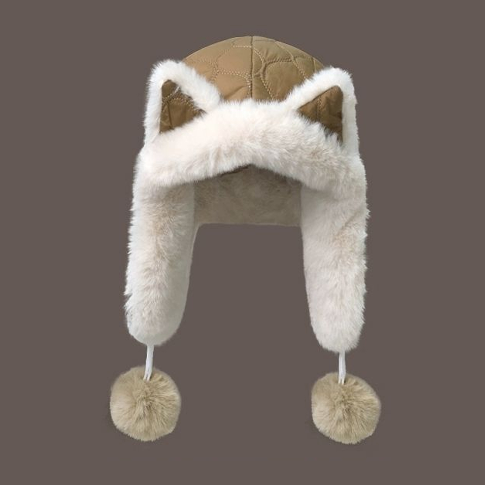 Süßer flauschiger Fuchsohren-Mütze mit Ohrenklappen für Frauen Wintermütze - Bild 11 von 12