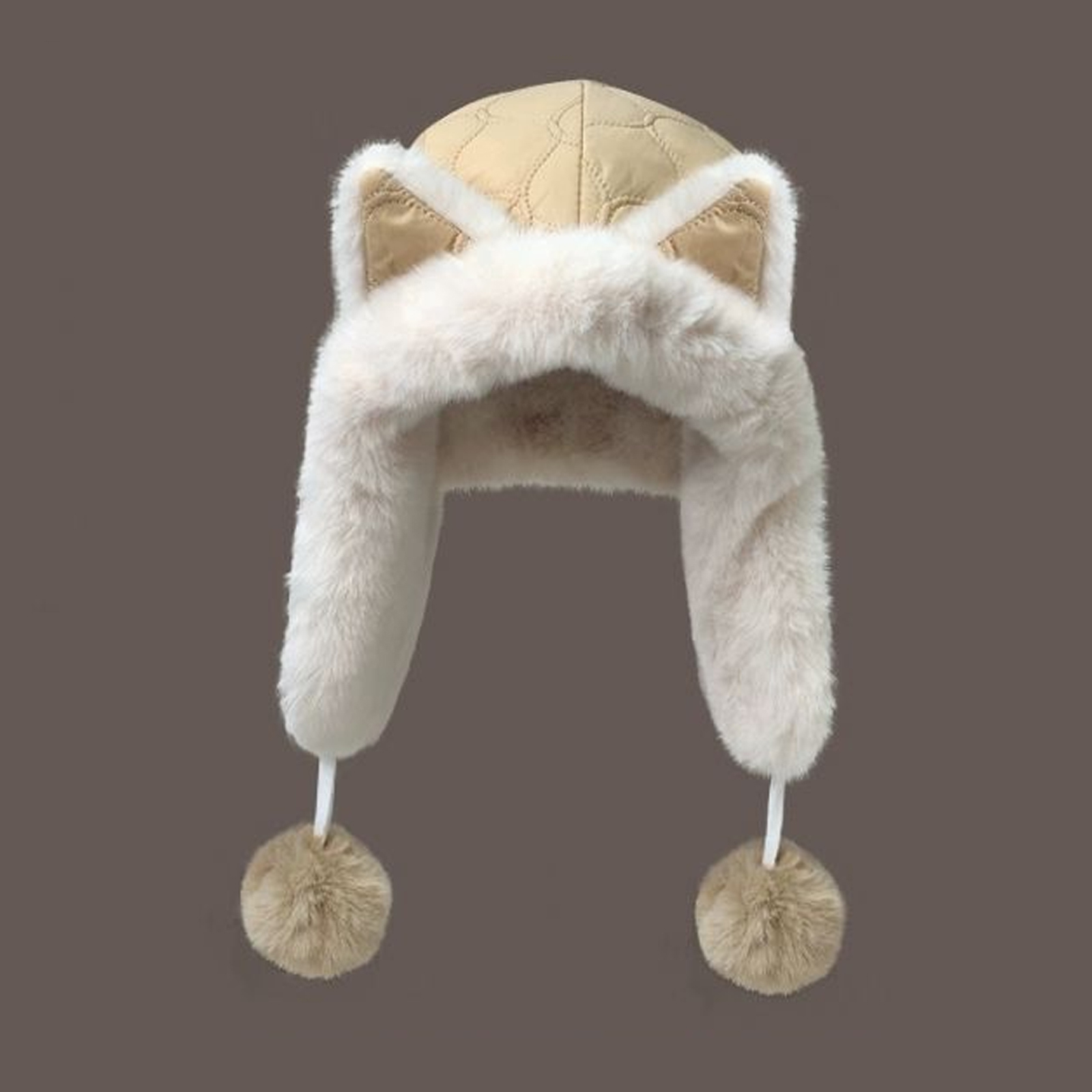 Süßer flauschiger Fuchsohren-Mütze mit Ohrenklappen für Frauen Wintermütze - Bild 12 von 12