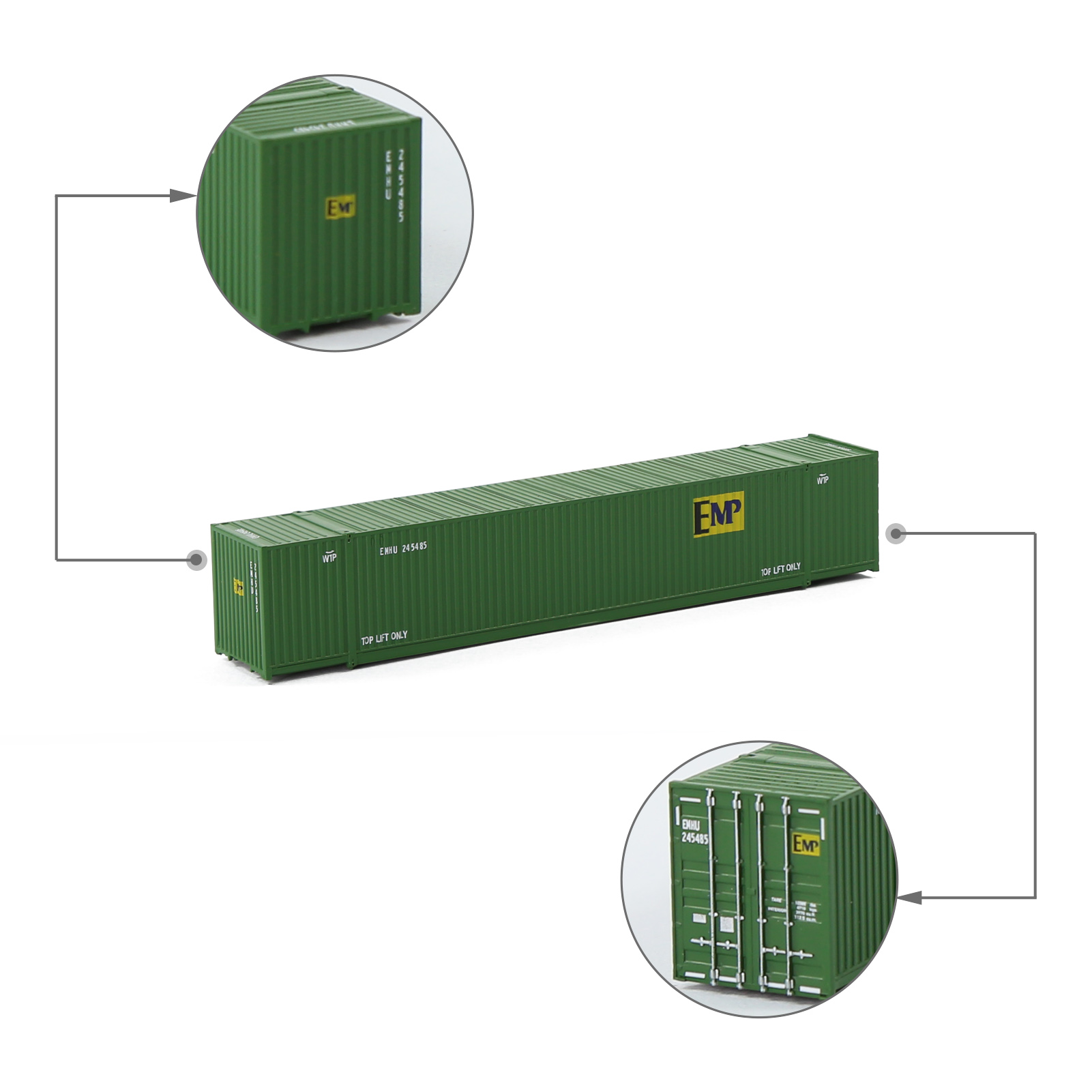 Evemodel Modellbau N Spur 53ft 1:160 Schiff Container 53' Ladebox mit Magets - Picture 14 of 28