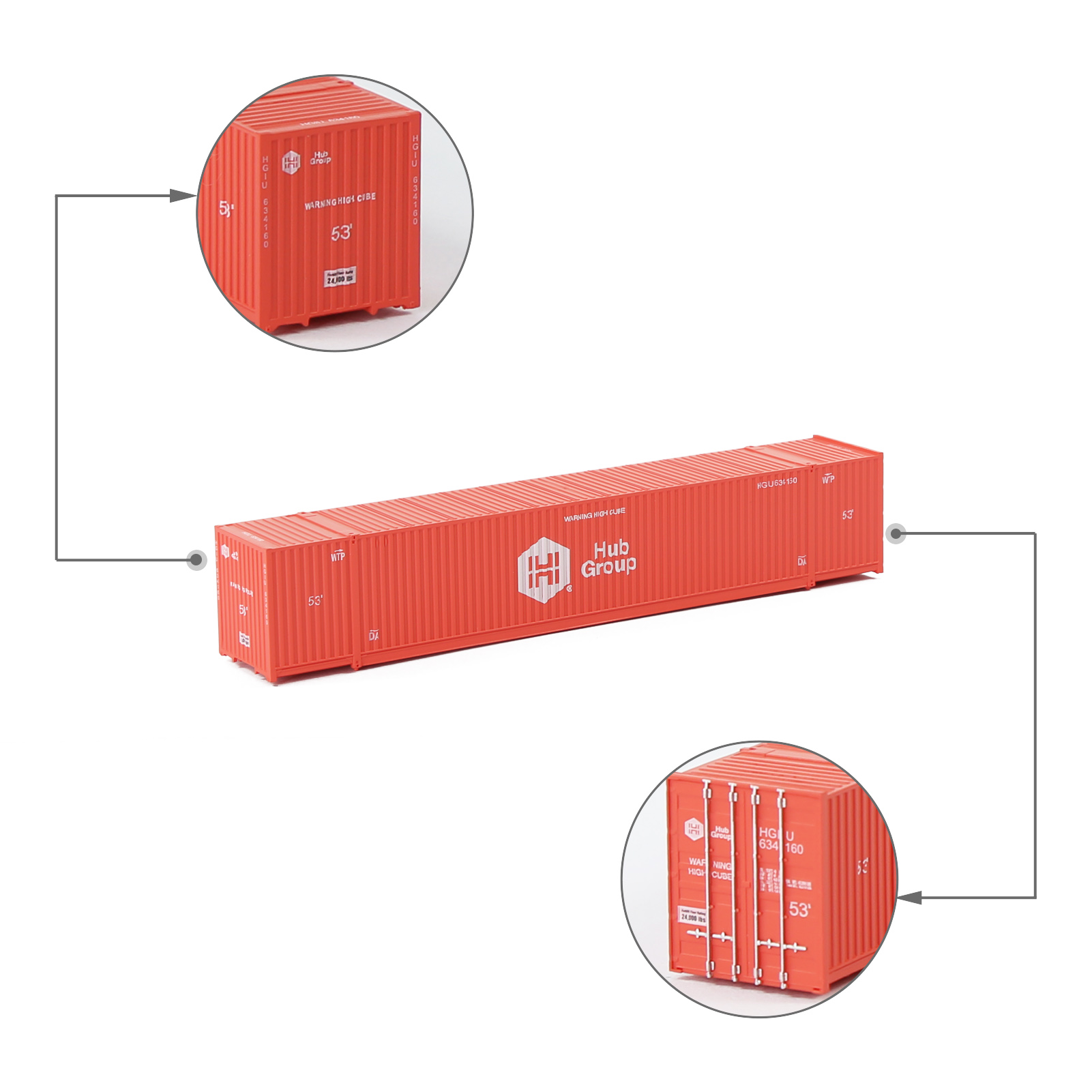 Evemodel Modellbau N Spur 53ft 1:160 Schiff Container 53' Ladebox mit Magets - Picture 16 of 28