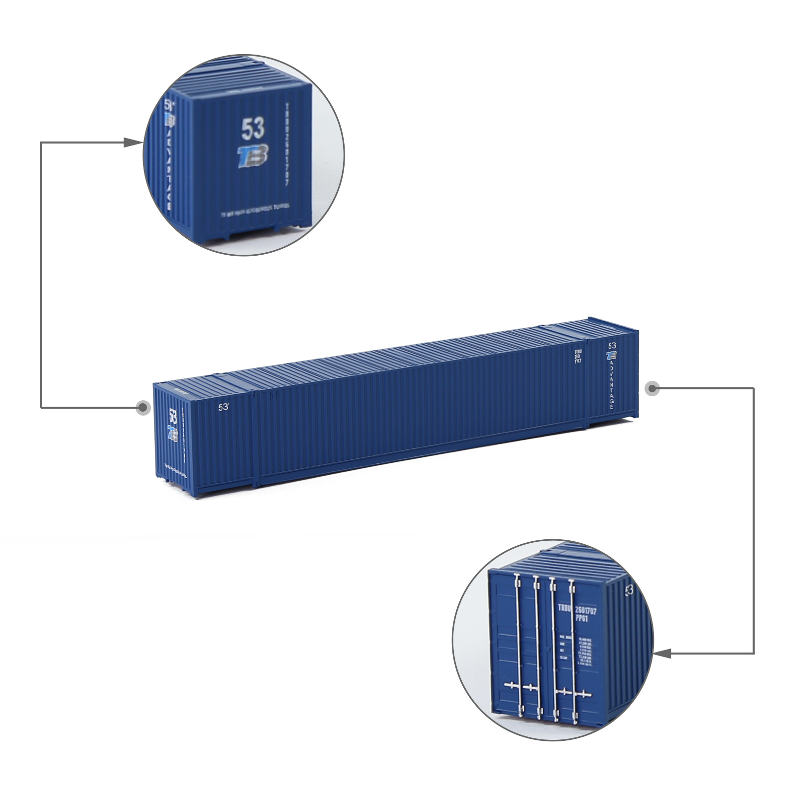 Evemodel Modellbau N Spur 53ft 1:160 Schiff Container 53' Ladebox mit Magets - Picture 23 of 28
