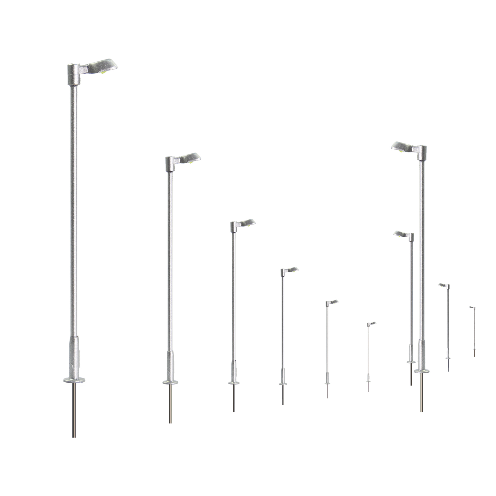 10pcs Z N TT HO OO Lampes de rue en métal LED blanc brillant Lampes argentées - Photo 10/18