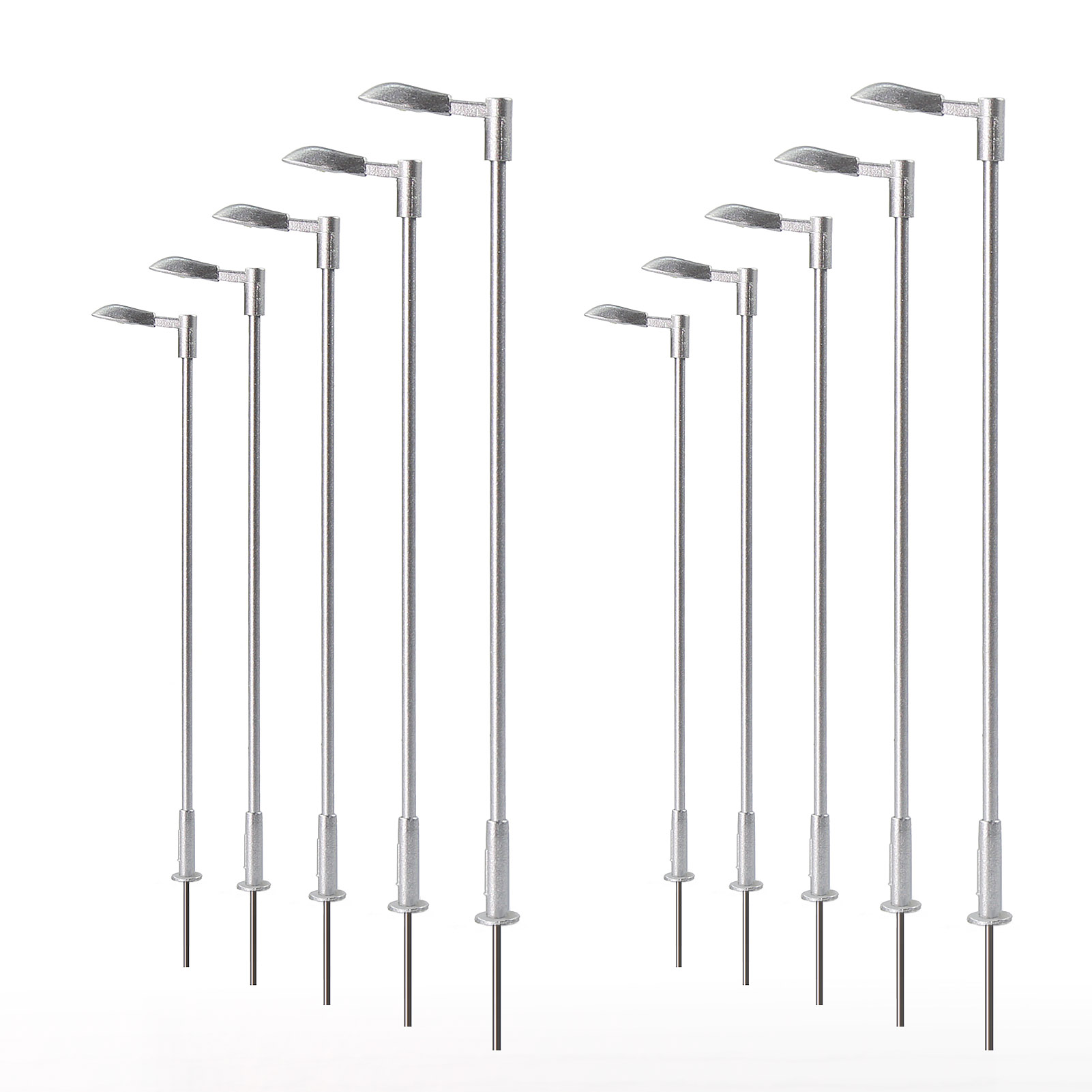 10pcs Z N TT HO OO Lampes de rue en métal LED blanc brillant Lampes argentées - Photo 16/18