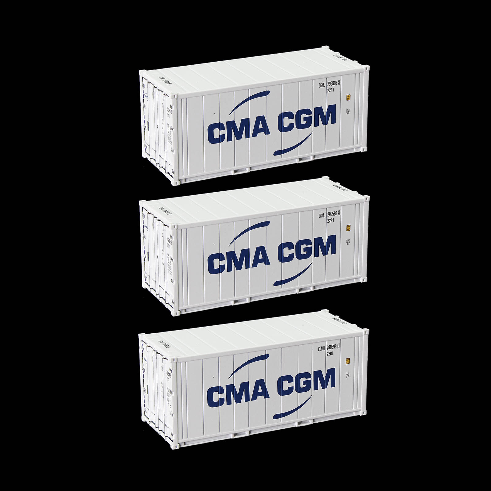 Evemodel 3pcs HO Scale 20ft 1:87 Hi-Cube Refrigerator 20' Reefer Container C8727 - Picture 8 of 15