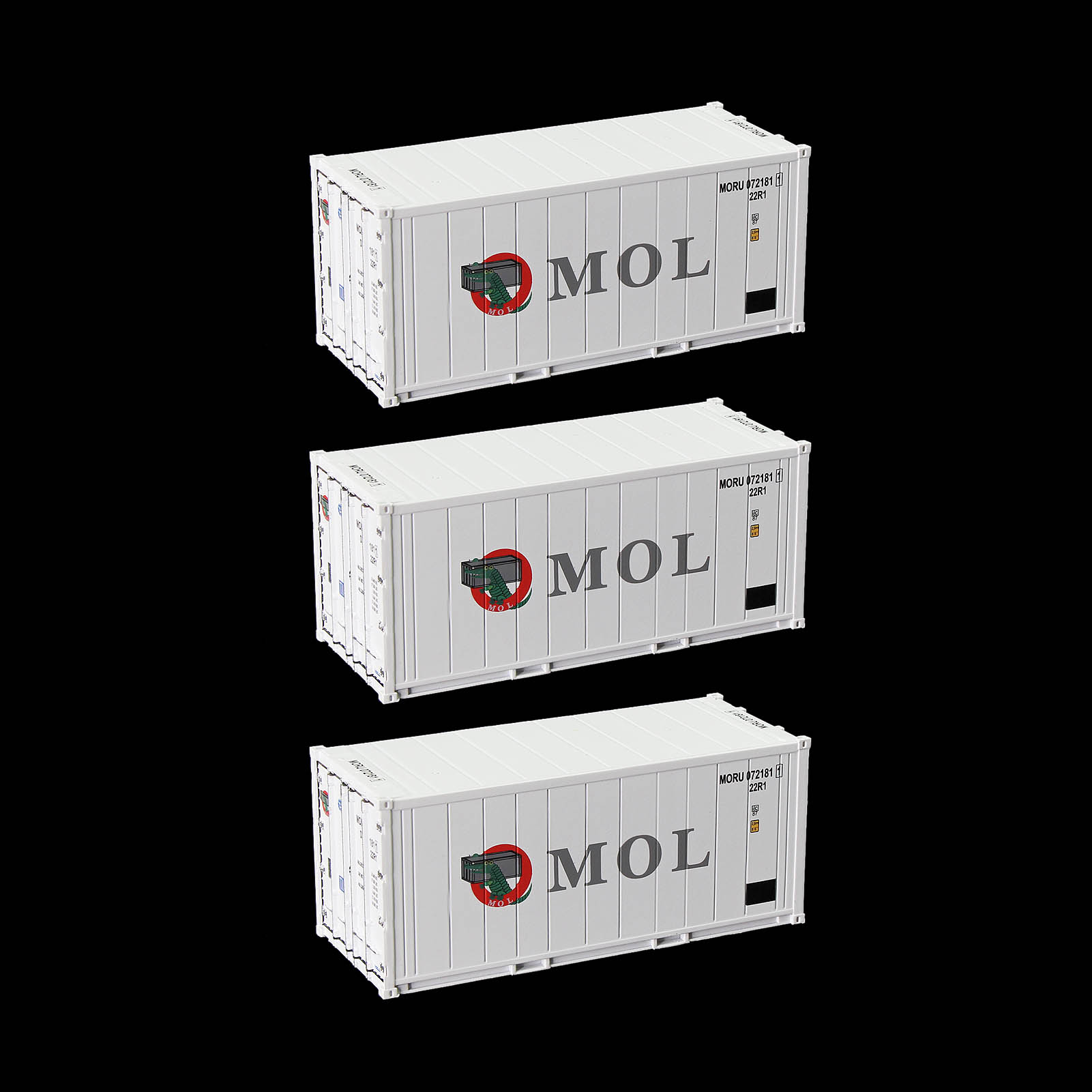 Evemodel 3pcs HO Scale 20ft 1:87 Hi-Cube Refrigerator 20' Reefer Container C8727 - Picture 12 of 15