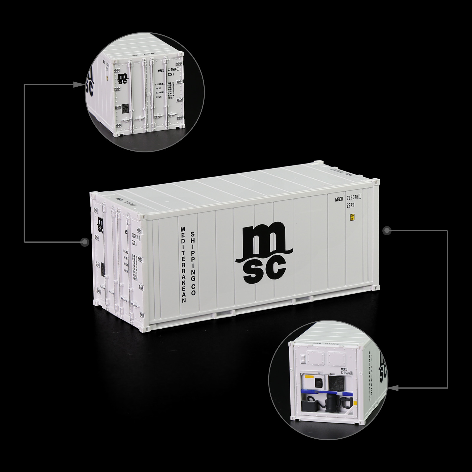Evemodel 3pcs HO Scale 20ft 1:87 Hi-Cube Refrigerator 20' Reefer Container C8727 - Picture 13 of 15
