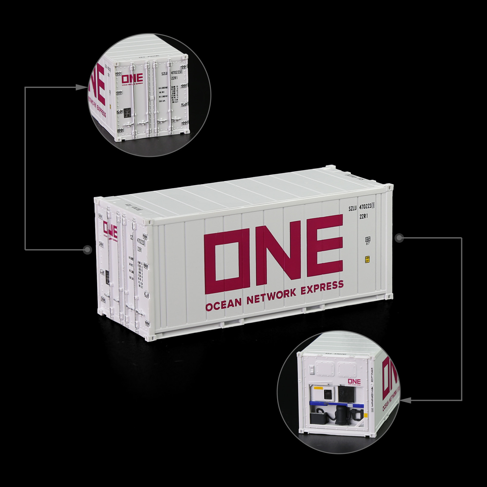 Evemodel 3pcs HO Scale 20ft 1:87 Hi-Cube Refrigerator 20' Reefer Container C8727 - Picture 14 of 15