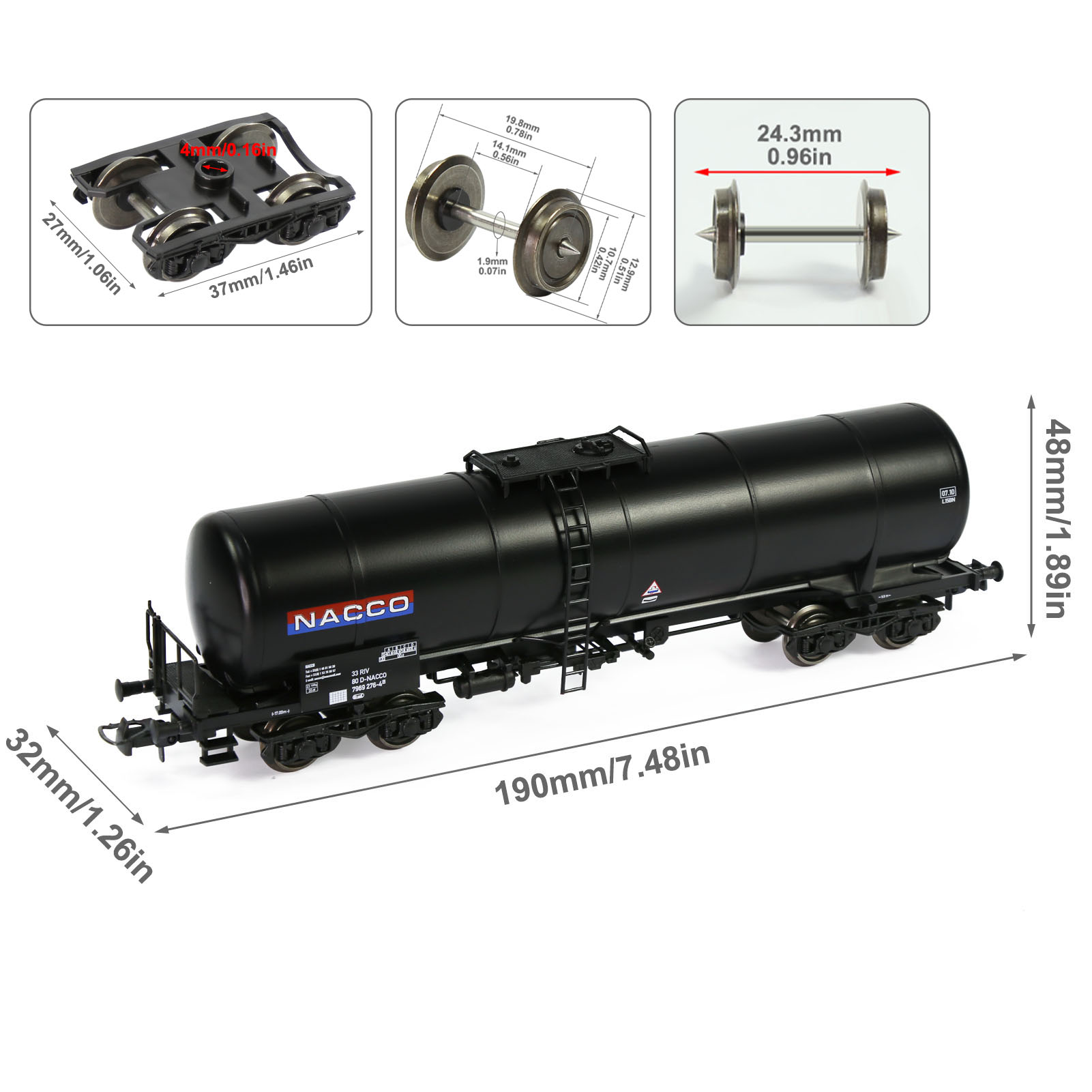 1 Stück Modell Bahn Zug Kesselwagen Spur H0 1:87 Öltankwagen C8768 - Picture 13 of 13