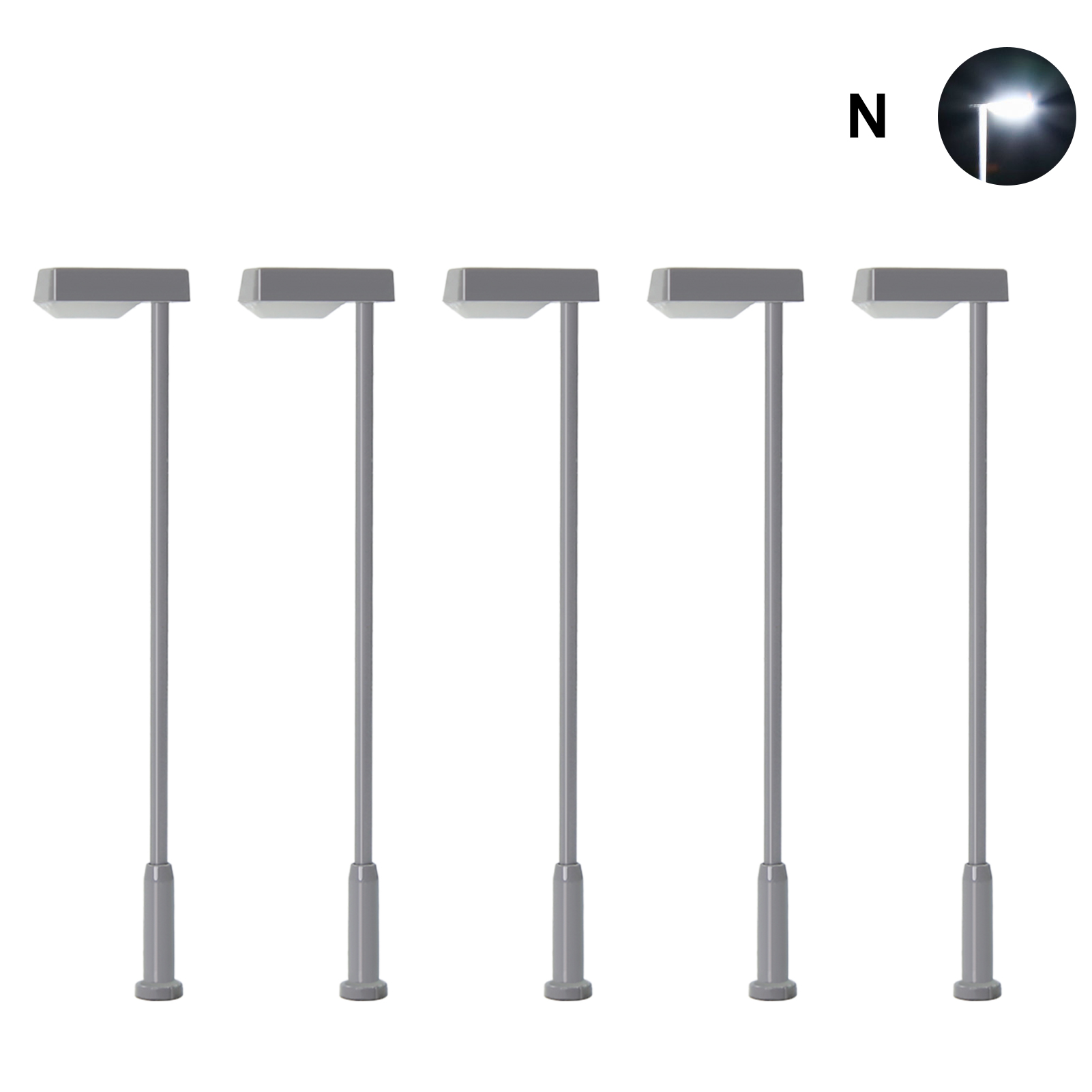 5pcs Model Trains OO HO TT N Scale Metal LED Lamp Street Lights free Resistor - Picture 12 of 15