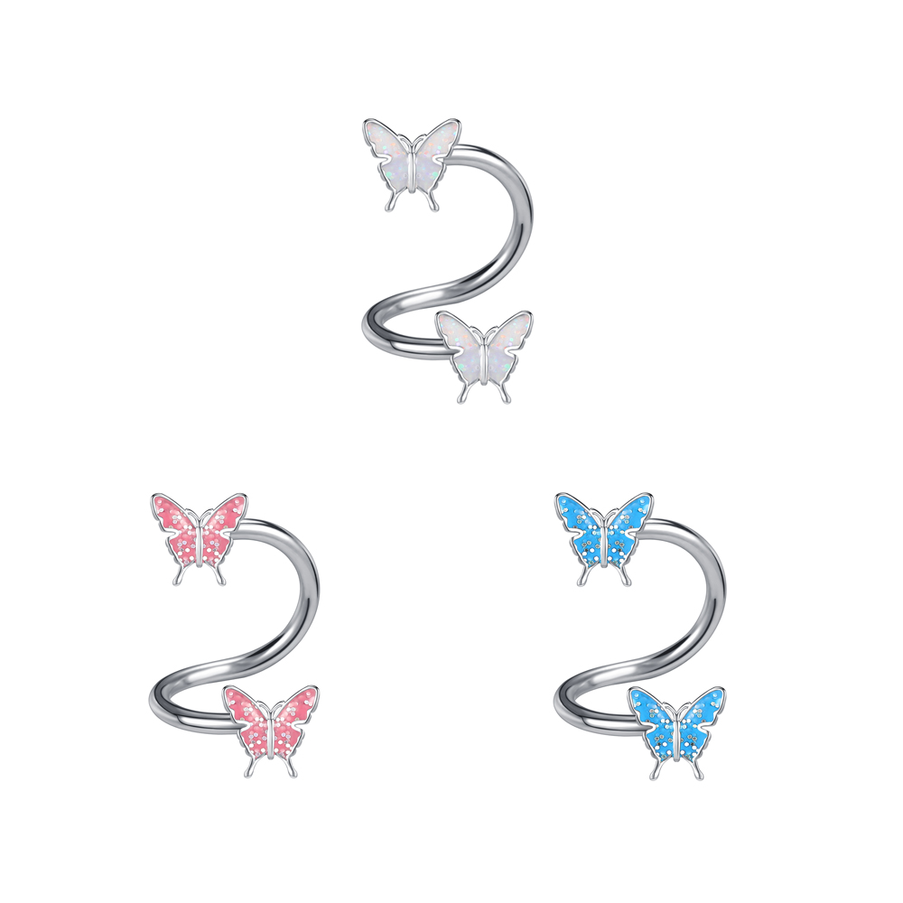 1/3Pcs Stainless Steel Fake Nose Piercing Butterfly Magnetic Septum Ring Jewelry