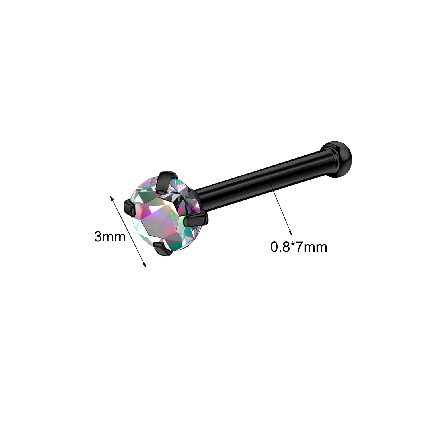 20g Stainless Steel CZ Crystal Nose Studs I/L/S/C-Shape Nostril Piercing Jewelry - Picture 11 of 15