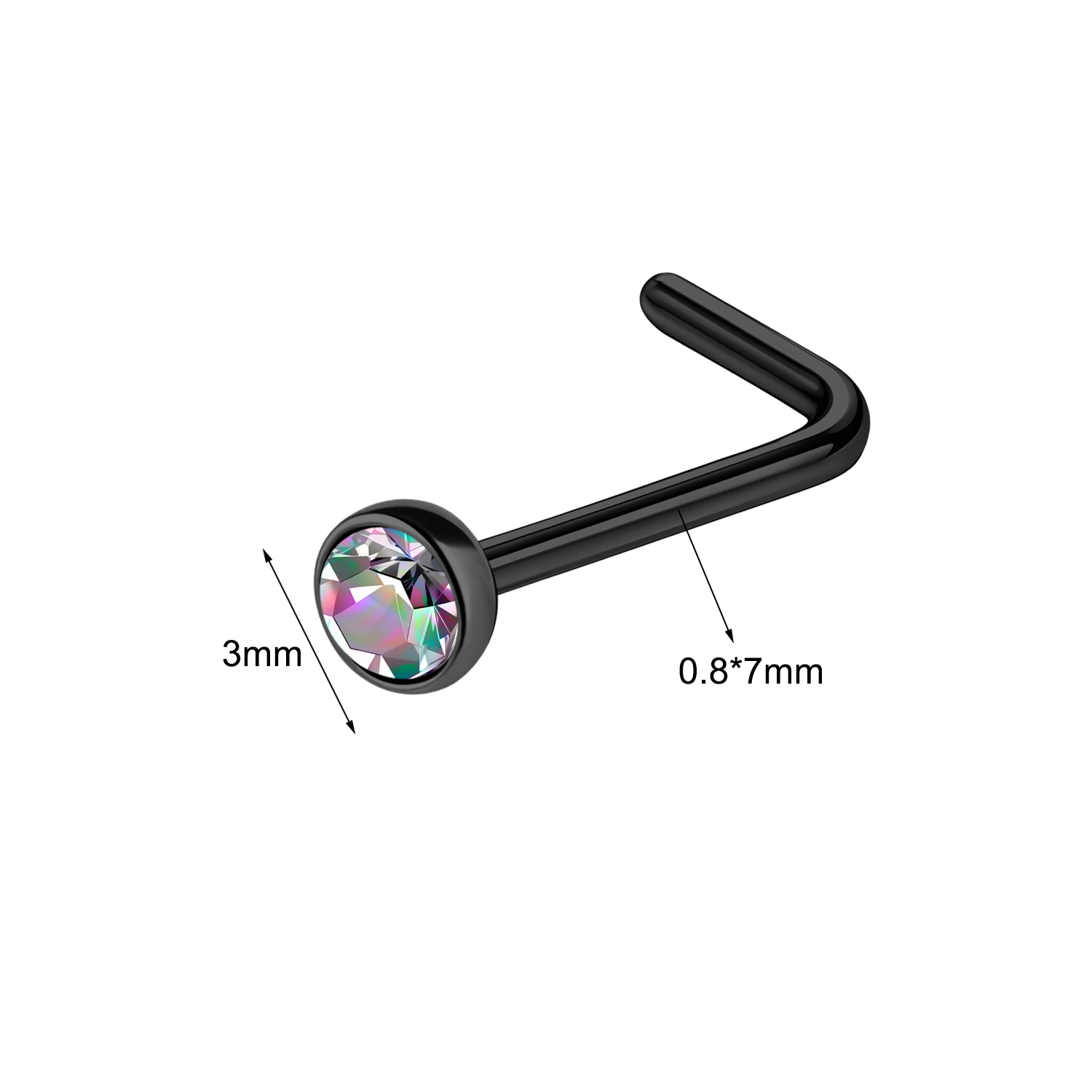 20g Stainless Steel CZ Crystal Nose Studs I/L/S/C-Shape Nostril Piercing Jewelry - Picture 12 of 15