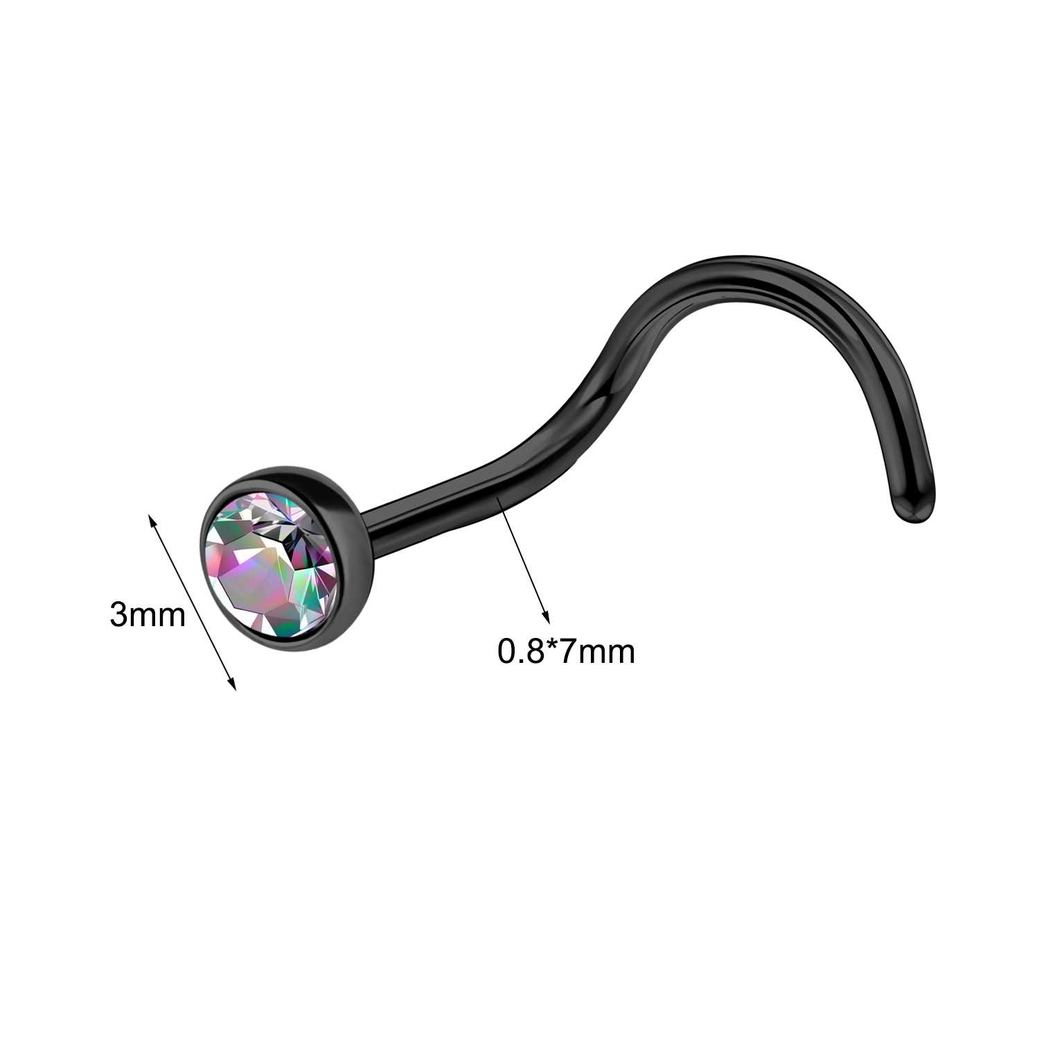 20g Stainless Steel CZ Crystal Nose Studs I/L/S/C-Shape Nostril Piercing Jewelry - Picture 13 of 15