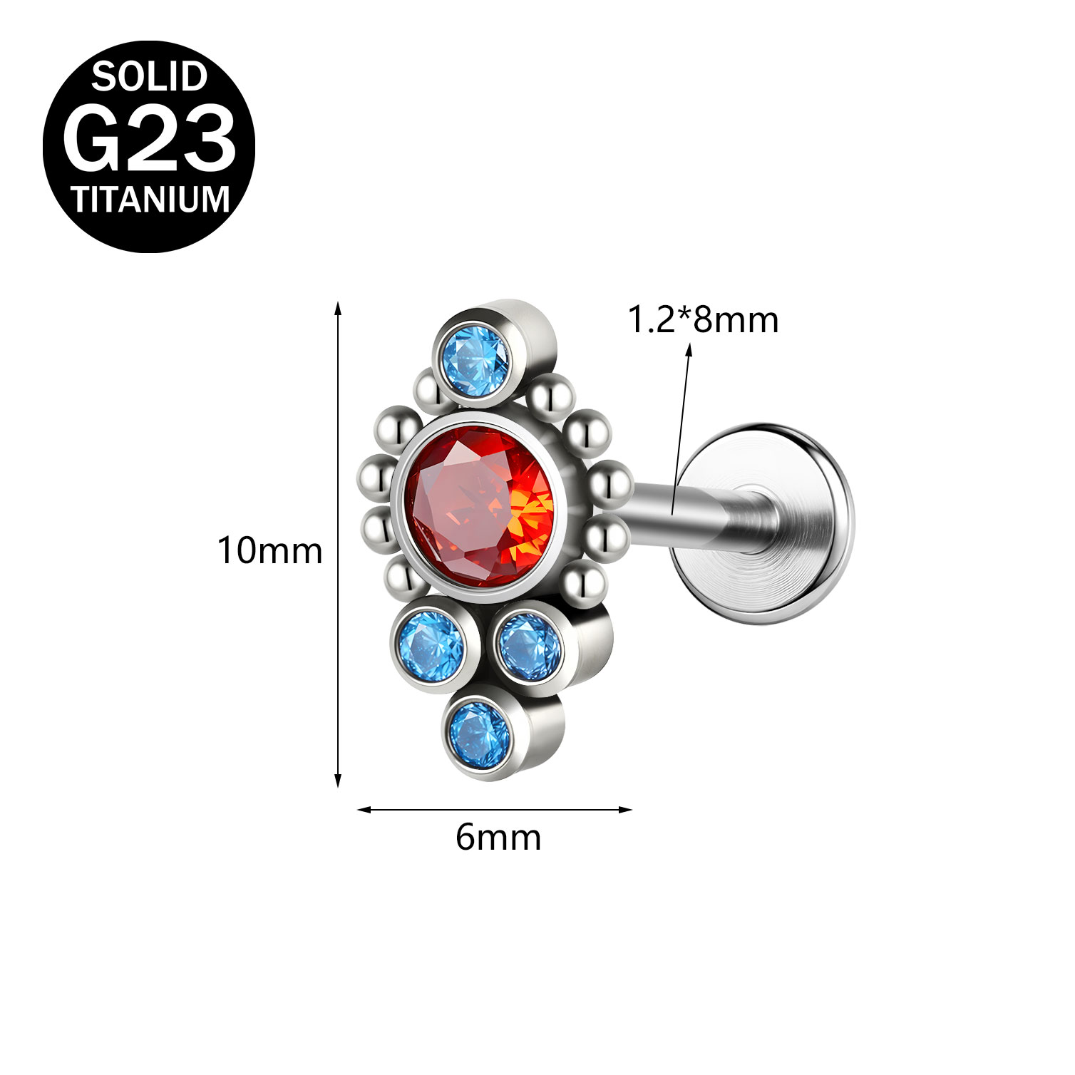 1 Piece 16G Titanium Steel Labret Lip Ring CZ Tragus Stud Monroe Medusa Piercing - Picture 30 of 85