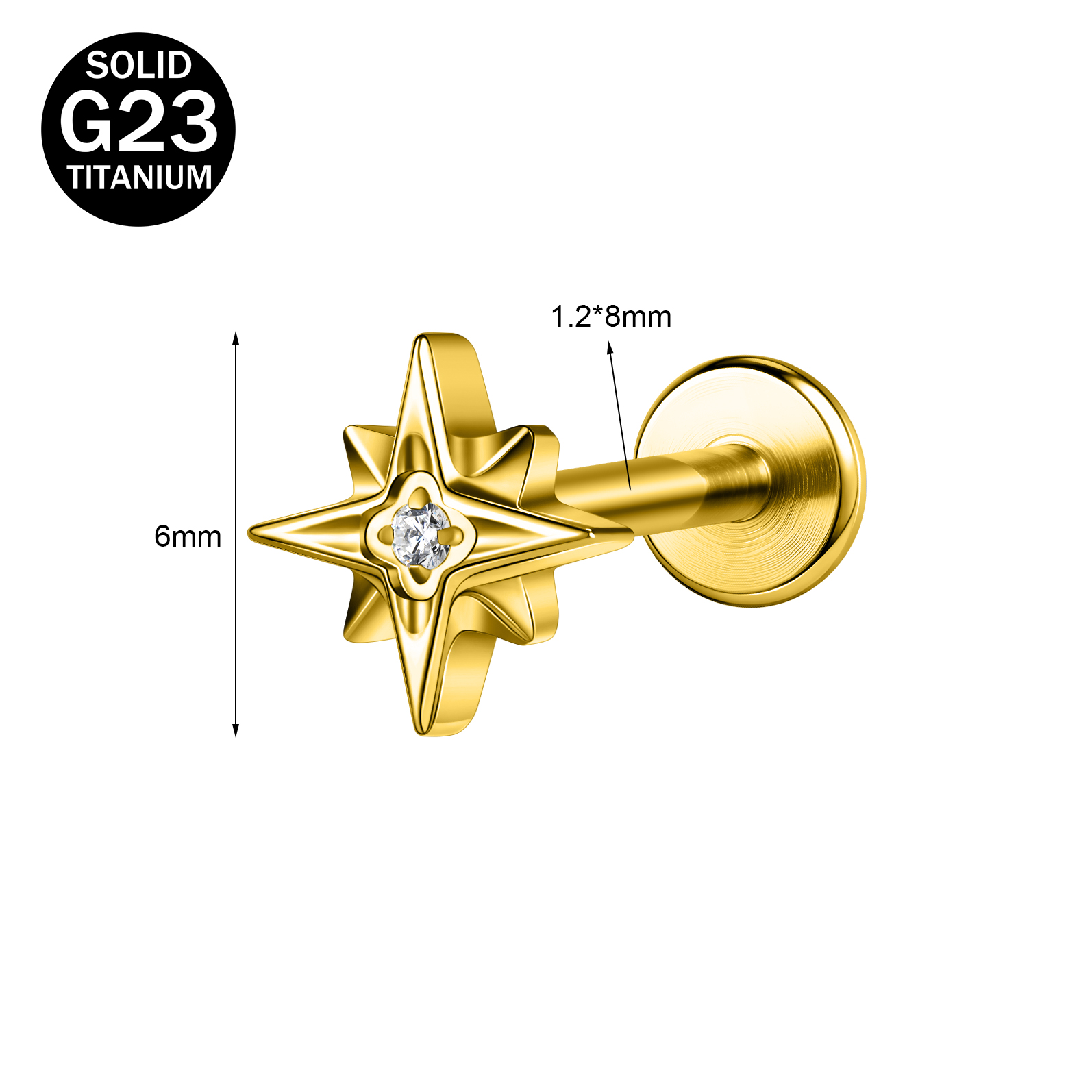 1 Piece 16G Titanium Steel Labret Lip Ring CZ Tragus Stud Monroe Medusa Piercing - Picture 44 of 85