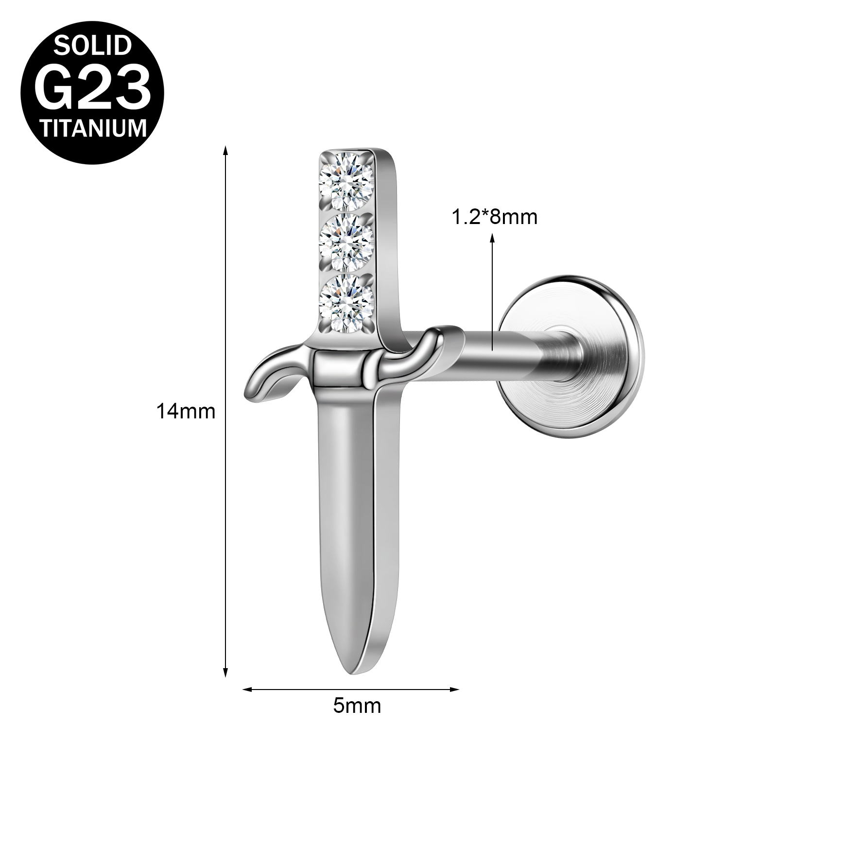 1 Piece 16G Titanium Steel Labret Lip Ring CZ Tragus Stud Monroe Medusa Piercing - Picture 51 of 85