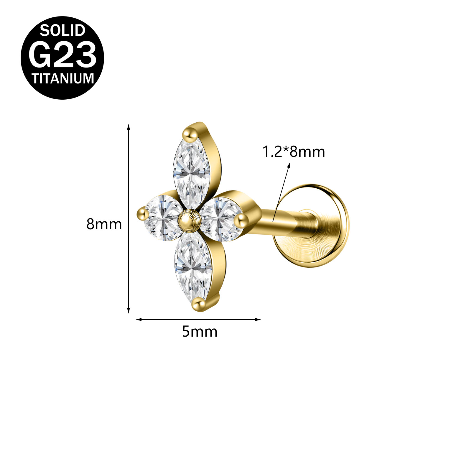 1 Piece 16G Titanium Steel Labret Lip Ring CZ Tragus Stud Monroe Medusa Piercing - Picture 66 of 85
