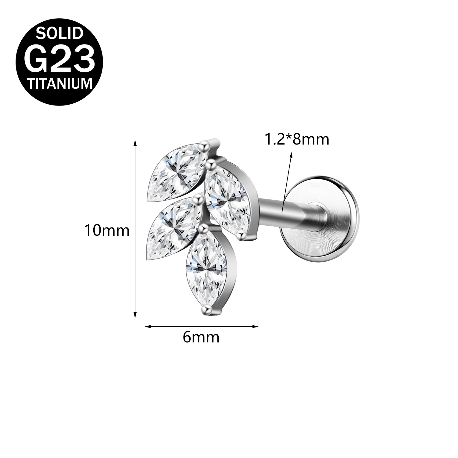 1 Piece 16G Titanium Steel Labret Lip Ring CZ Tragus Stud Monroe Medusa Piercing - Picture 79 of 85