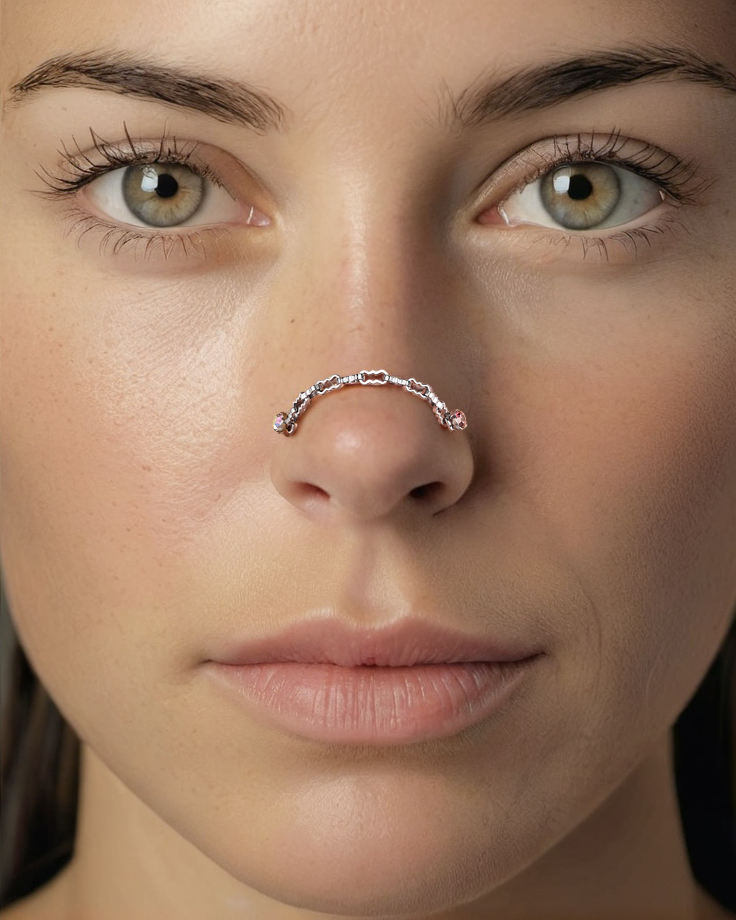 5Pcs Stainless Steel Nose Chain Double Nostril Piercing for Women Men Jewelry