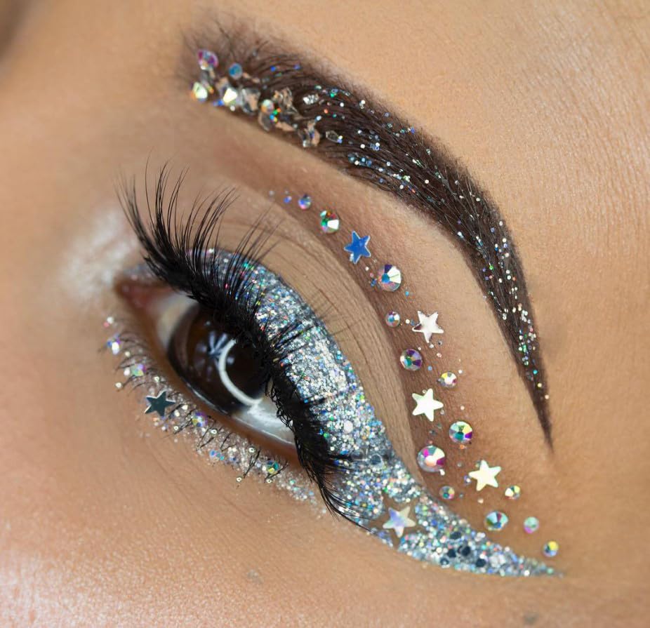 Face Crystal Eyebrow Ring Non-Piercing Nose Lip Labret Stud Fake Skin Piercing - Picture 39 of 45