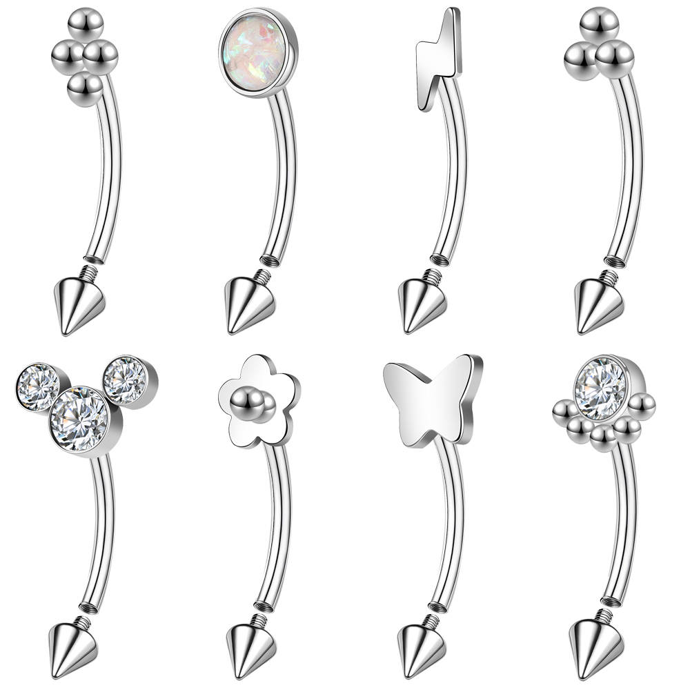 8Pcs/Set Stainless Steel Eyebrow Ring Opal Crystal Eyebrow Stud Piercing Jewelry - Picture 24 of 25