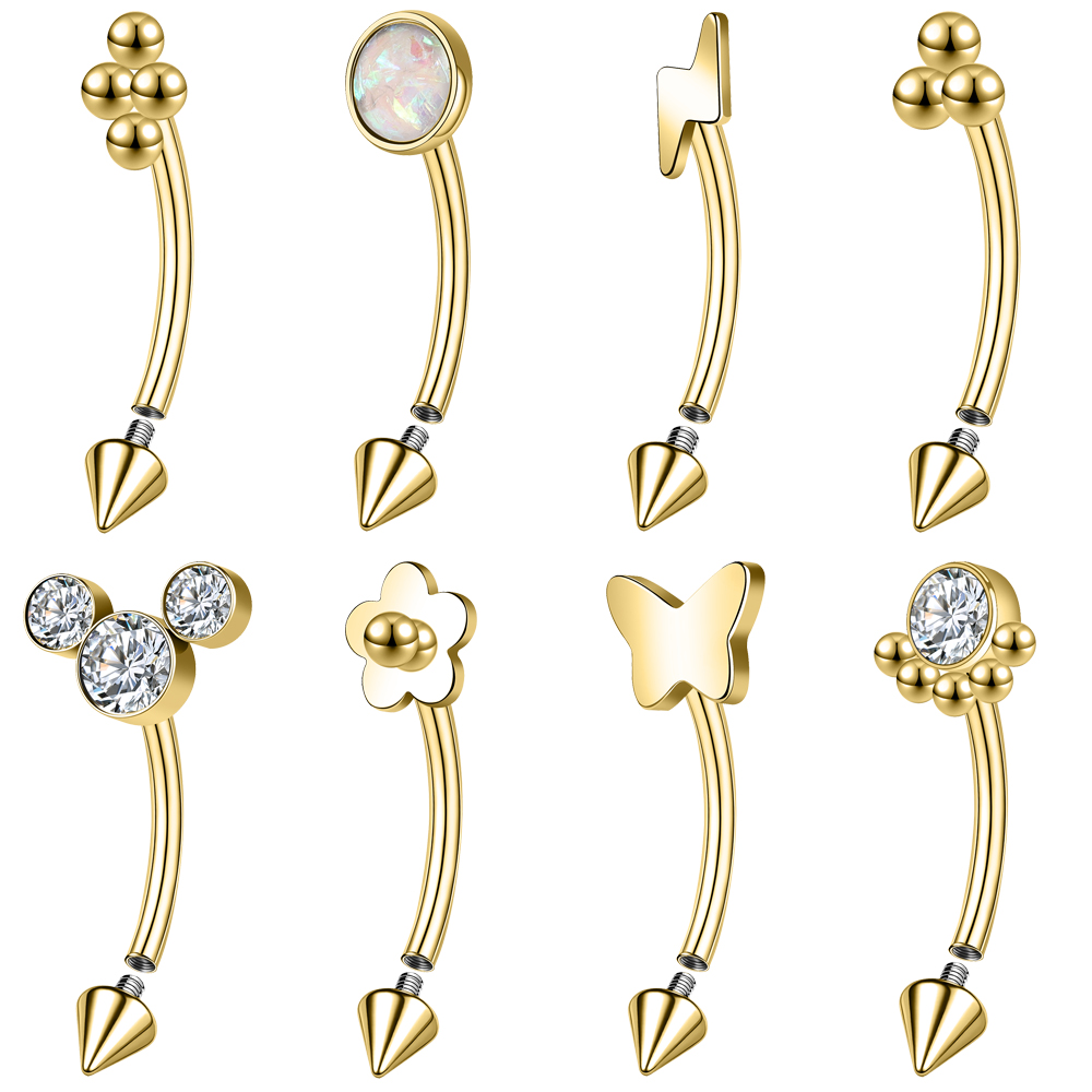 8Pcs/Set Stainless Steel Eyebrow Ring Opal Crystal Eyebrow Stud Piercing Jewelry - Picture 25 of 25