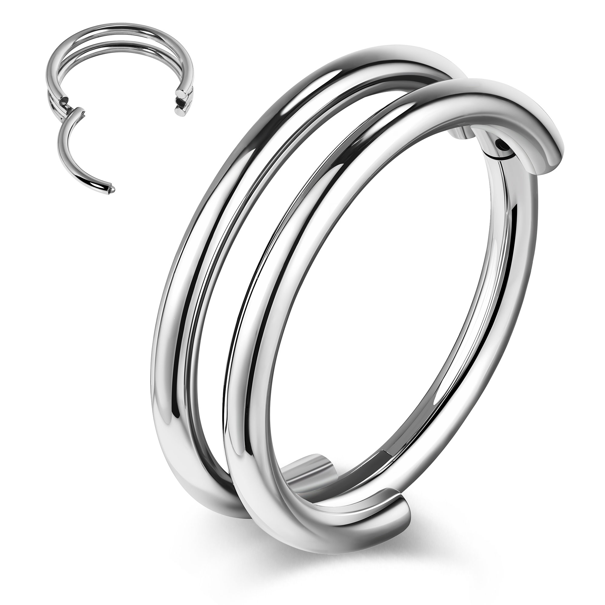 1 Pc Stainless Steel Double Nose Ring Cartilage Helix Earrings Septum Piercing - Picture 13 of 16