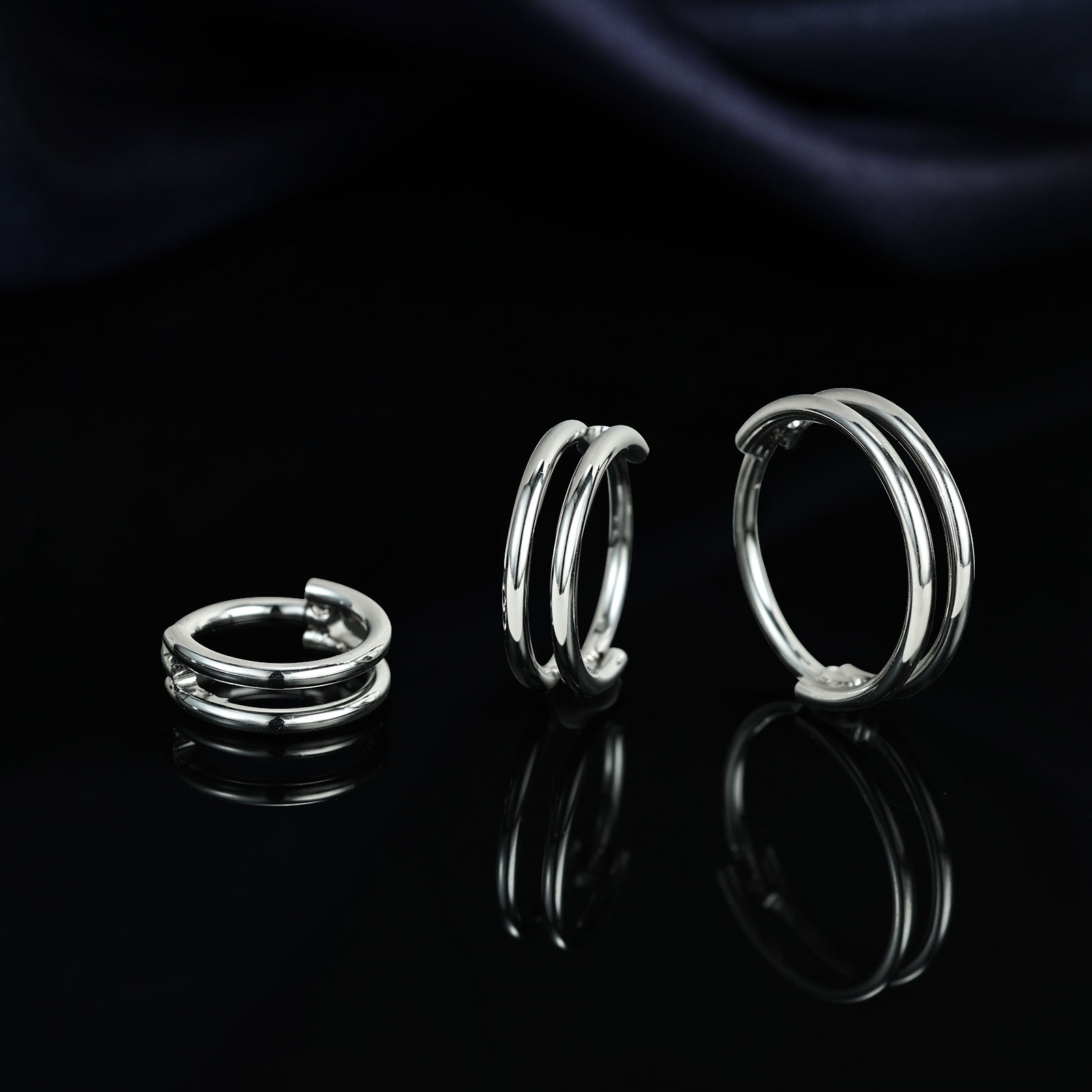 1 Pc Stainless Steel Double Nose Ring Cartilage Helix Earrings Septum Piercing - Picture 14 of 16