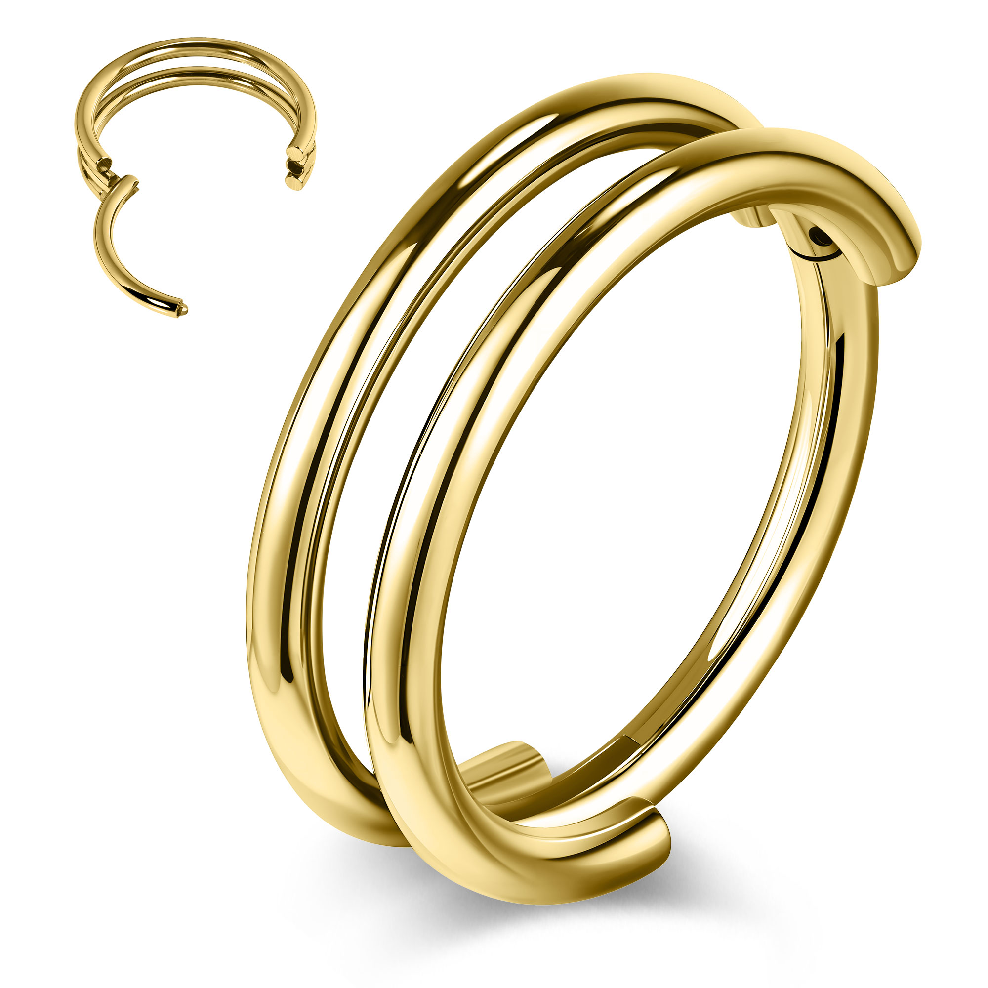 1 Pc Stainless Steel Double Nose Ring Cartilage Helix Earrings Septum Piercing - Picture 15 of 16
