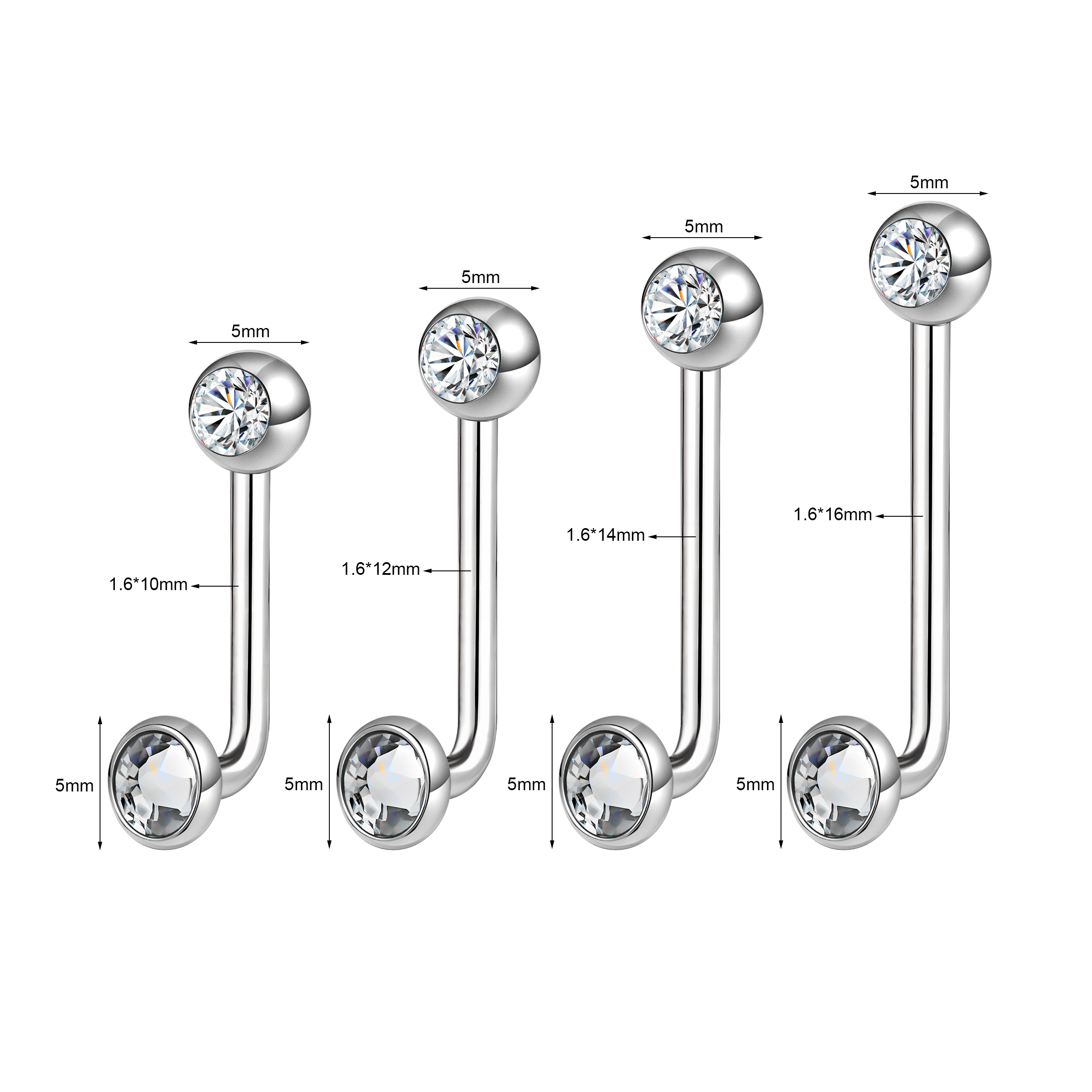 1 Pc 14G Titanium Crystal Christina Piercing VCH Piercing Women Genital Jewelry - Picture 16 of 19