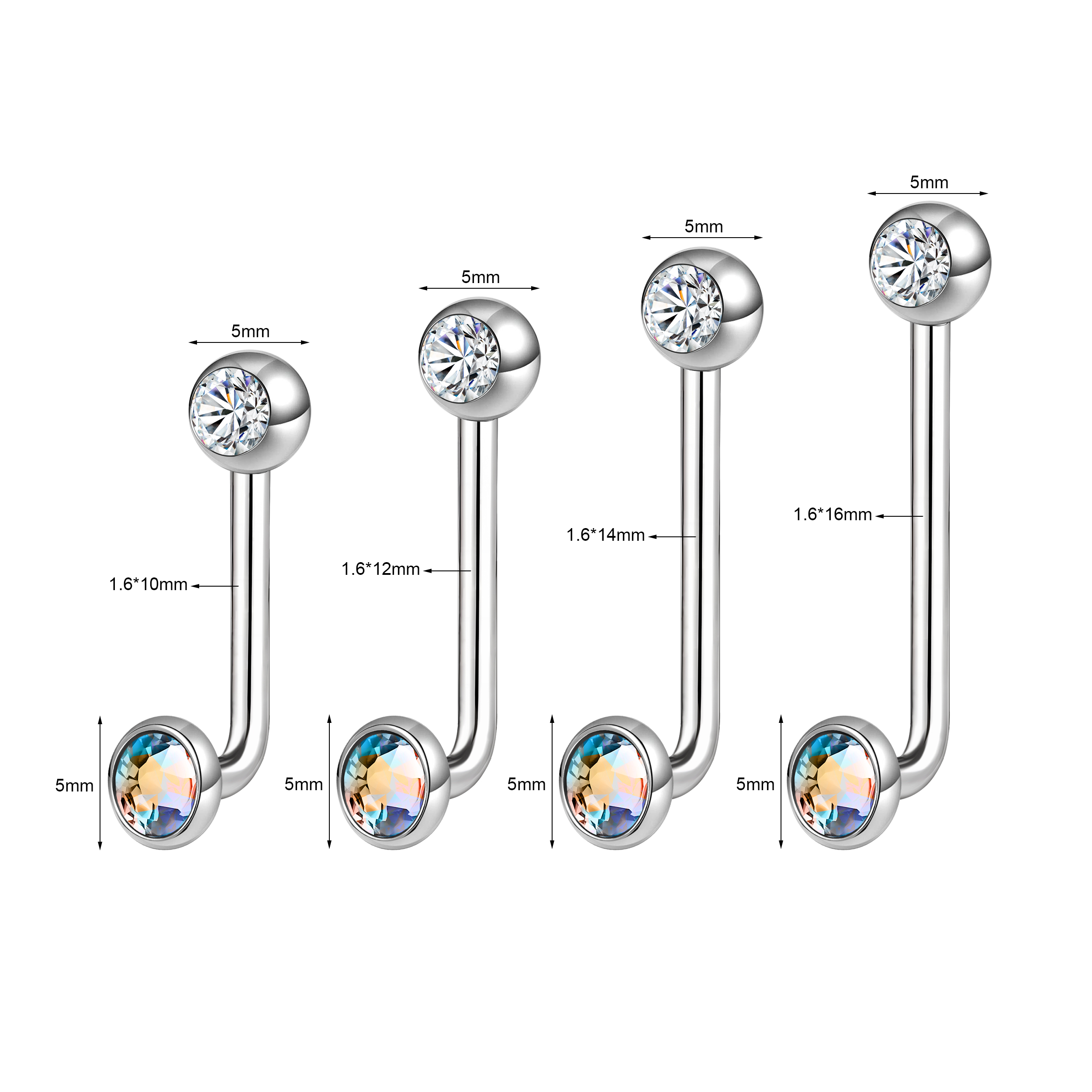 1 Pc 14G Titanium Crystal Christina Piercing VCH Piercing Women Genital Jewelry - Picture 17 of 19