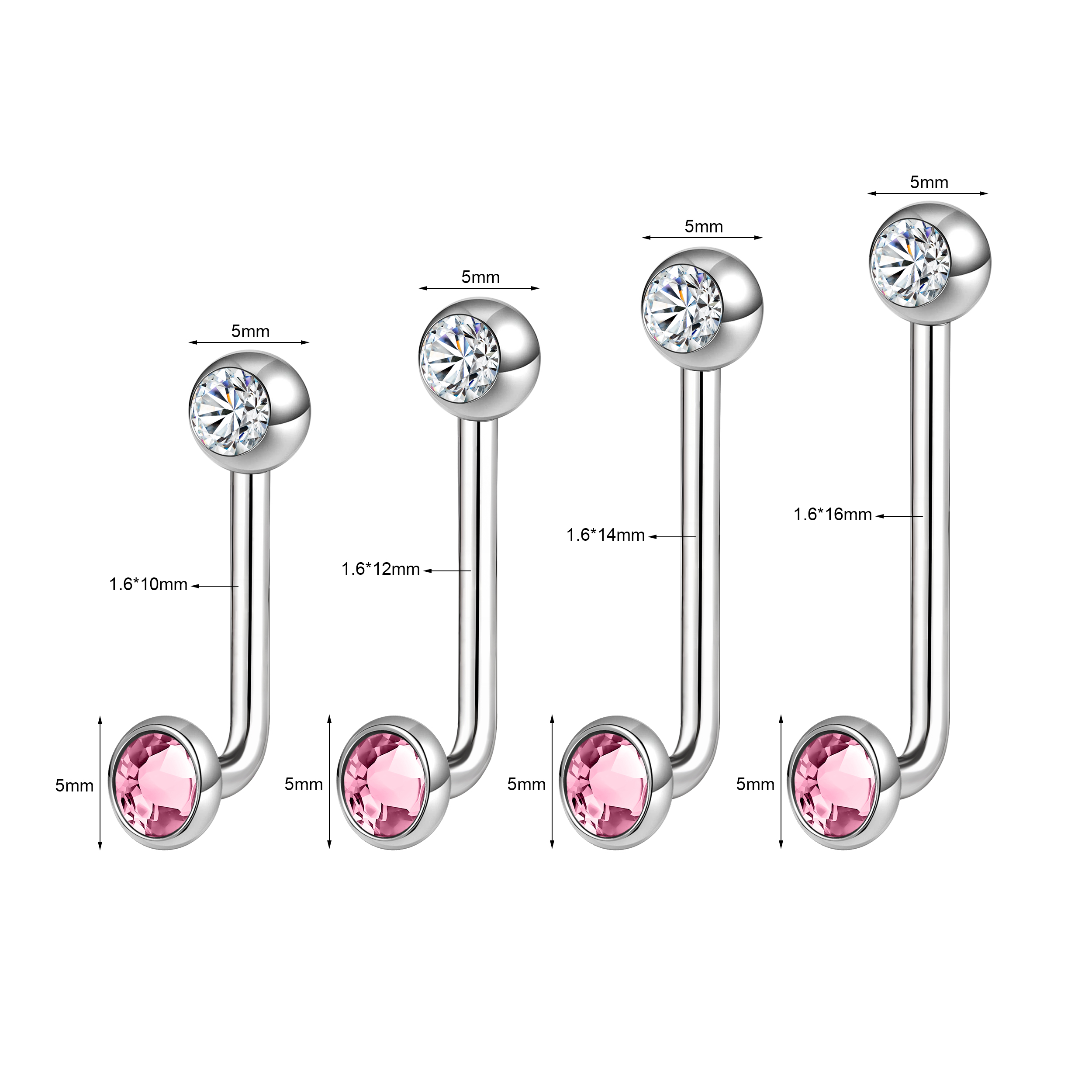 1 Pc 14G Titanium Crystal Christina Piercing VCH Piercing Women Genital Jewelry - Picture 18 of 19