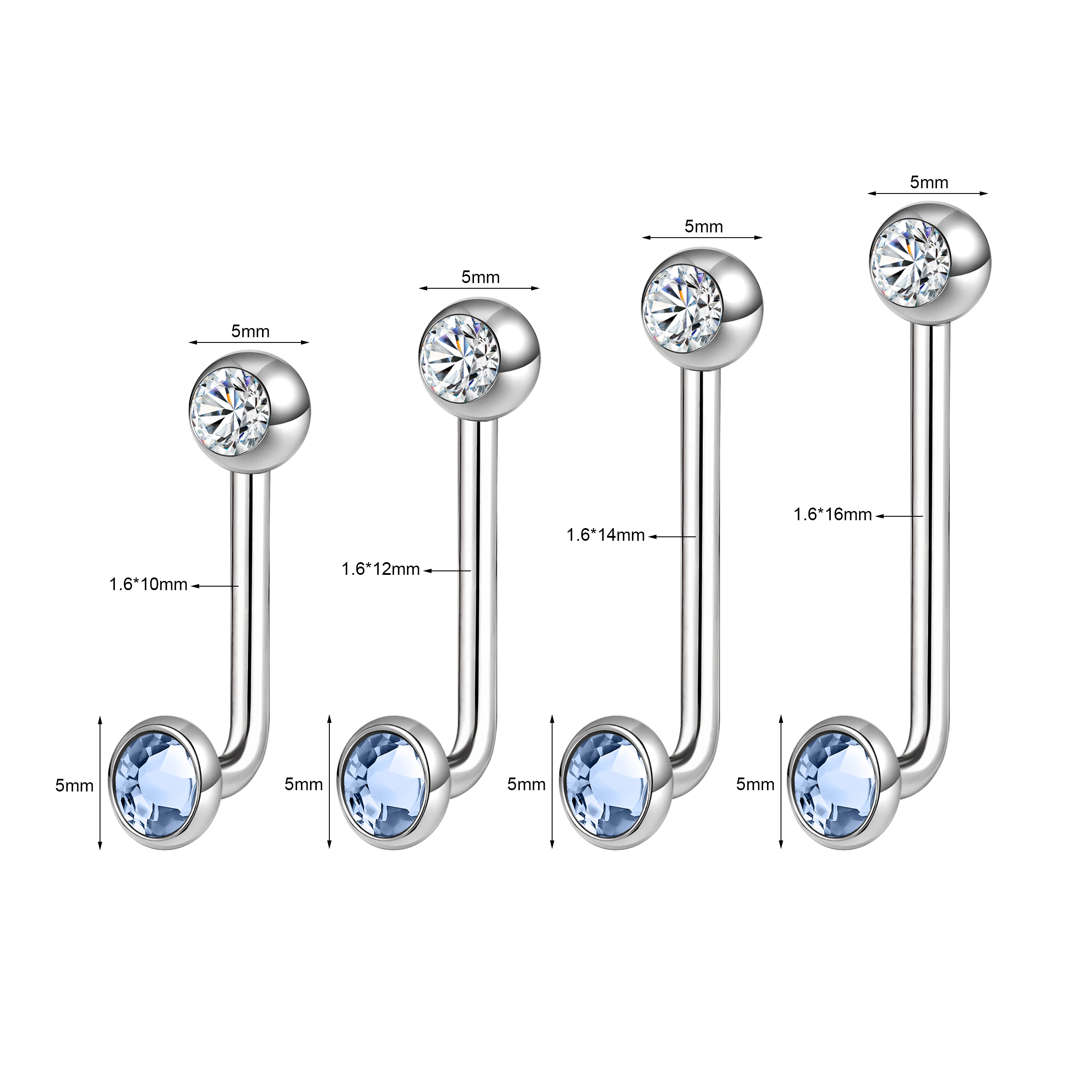 1 Pc 14G Titanium Crystal Christina Piercing VCH Piercing Women Genital Jewelry - Picture 19 of 19