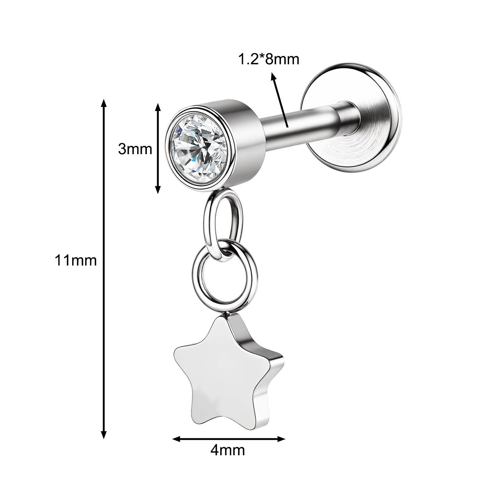 16g G23 Titan Stahl Hänger Labret Lippenstecker Tragus Helix Piercing Schmuck - Bild 25 von 37