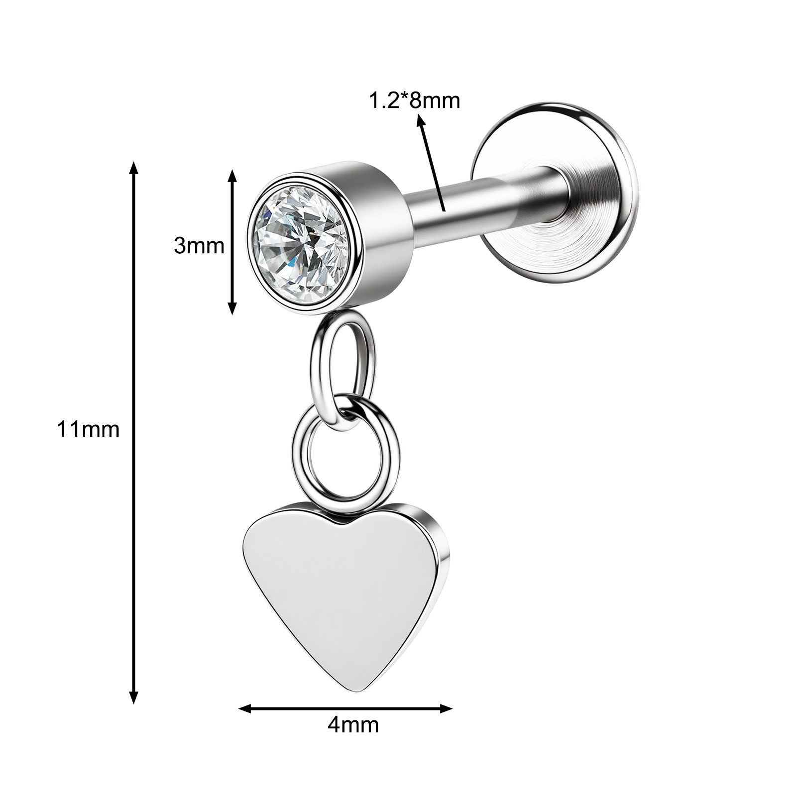 16g G23 Titan Stahl Hänger Labret Lippenstecker Tragus Helix Piercing Schmuck - Bild 26 von 37