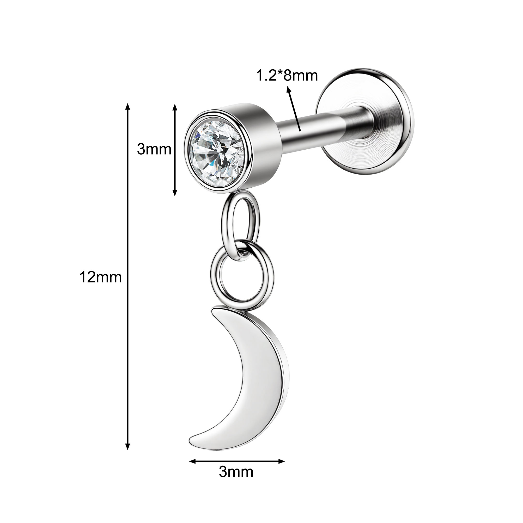16g G23 Titan Stahl Hänger Labret Lippenstecker Tragus Helix Piercing Schmuck - Bild 27 von 37