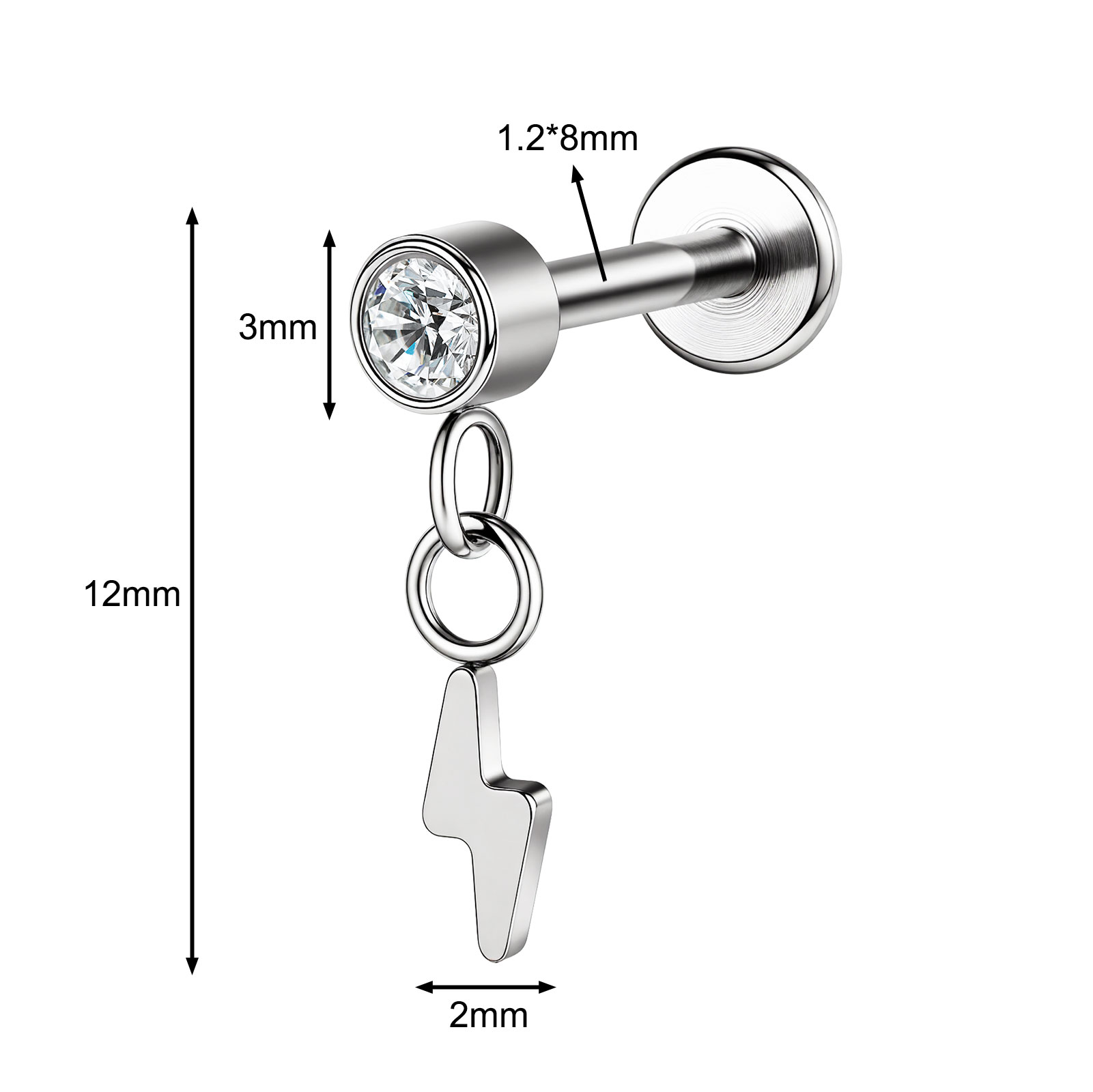 16g G23 Titan Stahl Hänger Labret Lippenstecker Tragus Helix Piercing Schmuck - Bild 28 von 37